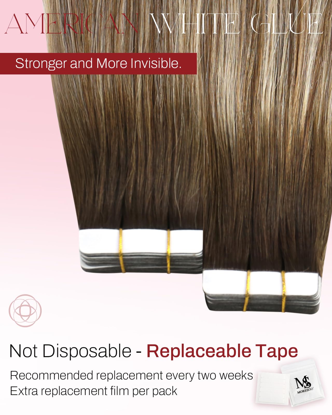 Foto 3 | Extensiones De Cabello Moresoo Con Cinta Adhesiva En Cabello Humano, 22 Pulgadas, 50 G, #4 /6/613 - Venta Internacional.