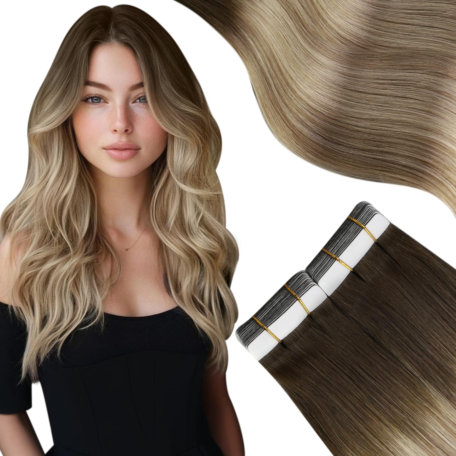 Foto 2 pulgar | Extensiones De Cabello Moresoo Con Cinta Adhesiva, 22 Pulgadas, 50 G, Marrón Degradado - Venta Internacional.