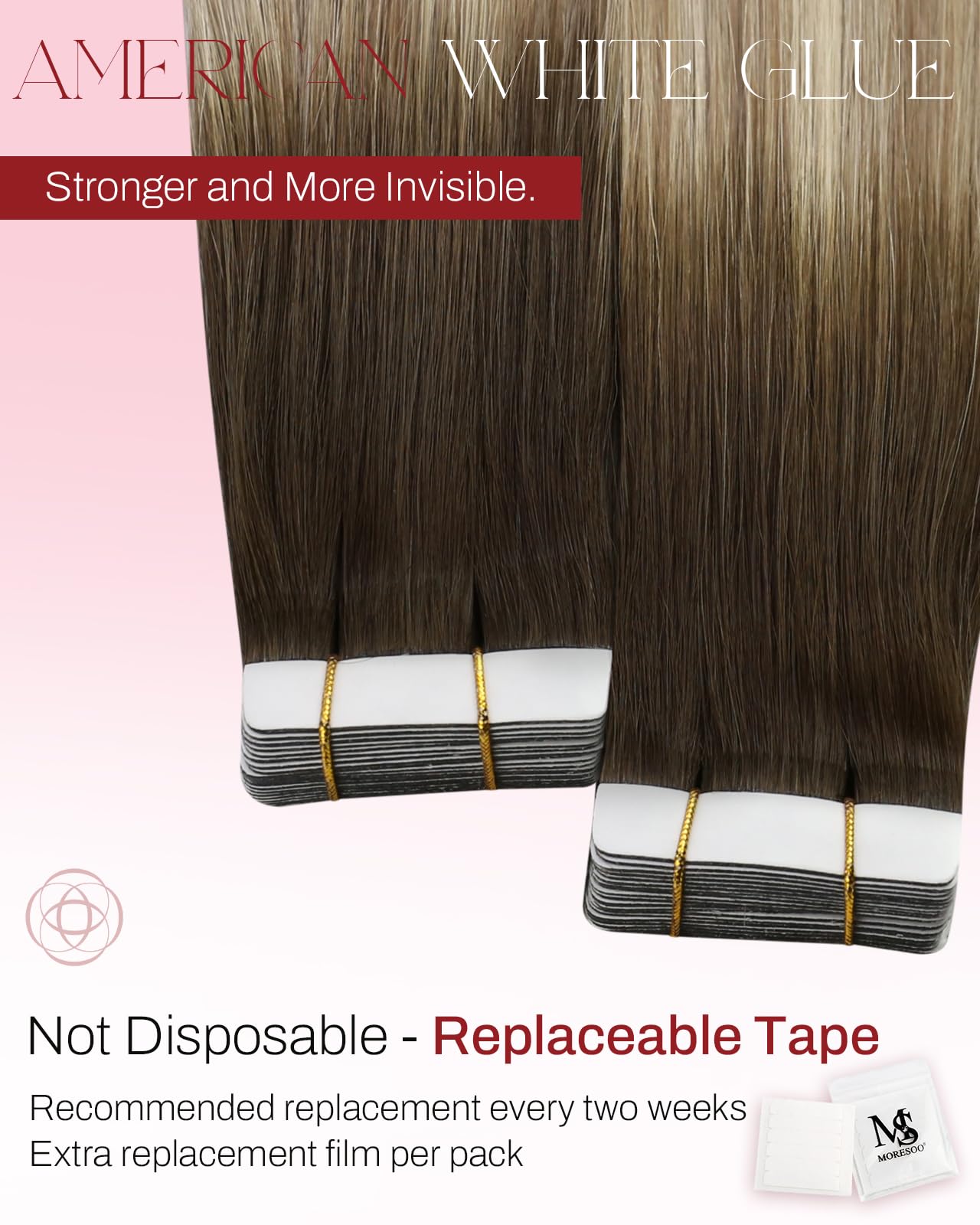 Foto 4 pulgar | Extensiones De Cabello Moresoo Con Cinta Adhesiva, 22 Pulgadas, 50 G, Marrón Degradado - Venta Internacional.