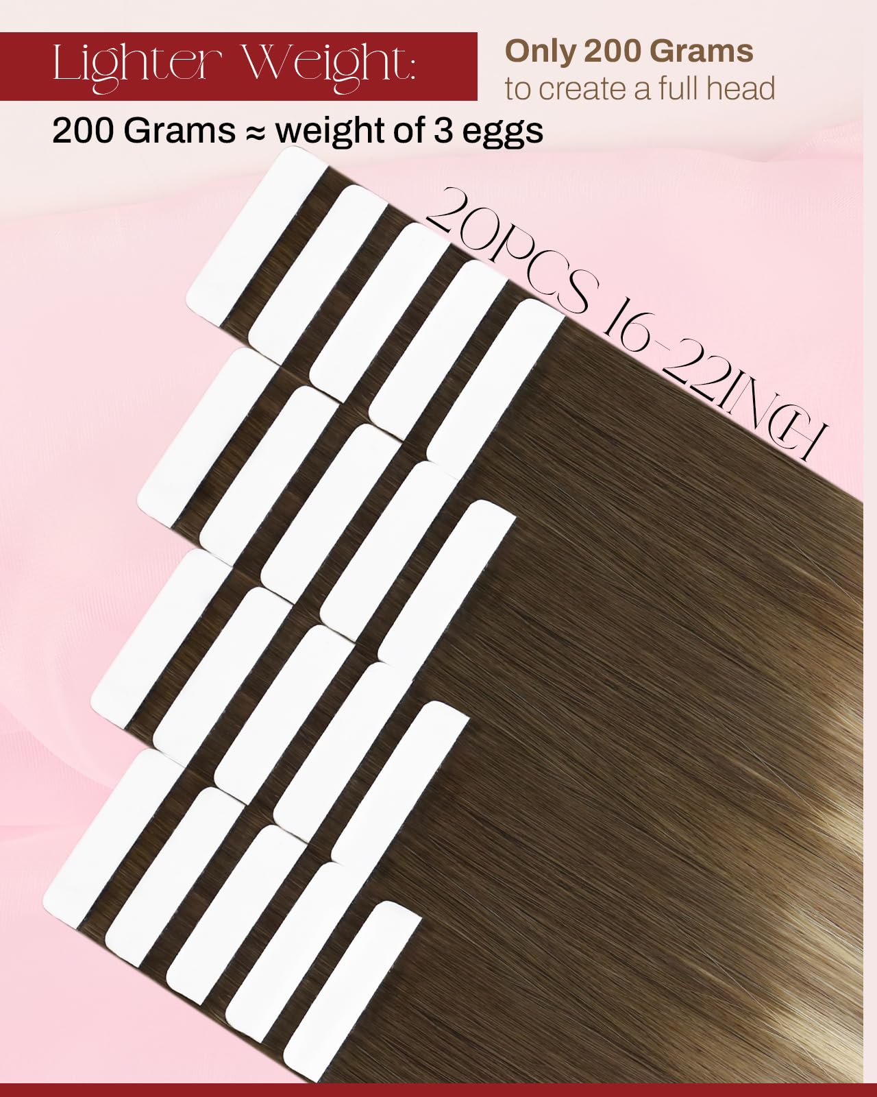 Foto 5 pulgar | Extensiones De Cabello Moresoo Con Cinta Adhesiva, 22 Pulgadas, 50 G, Marrón Degradado - Venta Internacional.