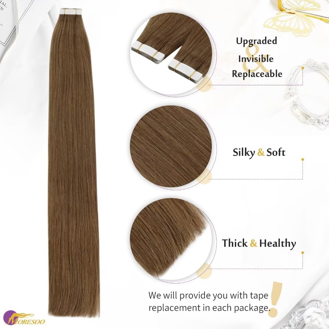 Foto 3 pulgar | Extensiones De Pelo Moresoo Con Cinta Adhesiva, 20 Cm, 10 Unidades, 25 G, #8, Color Marrón - Venta Internacional.