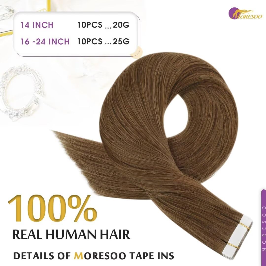 Foto 4 pulgar | Extensiones De Pelo Moresoo Con Cinta Adhesiva, 20 Cm, 10 Unidades, 25 G, #8, Color Marrón - Venta Internacional.