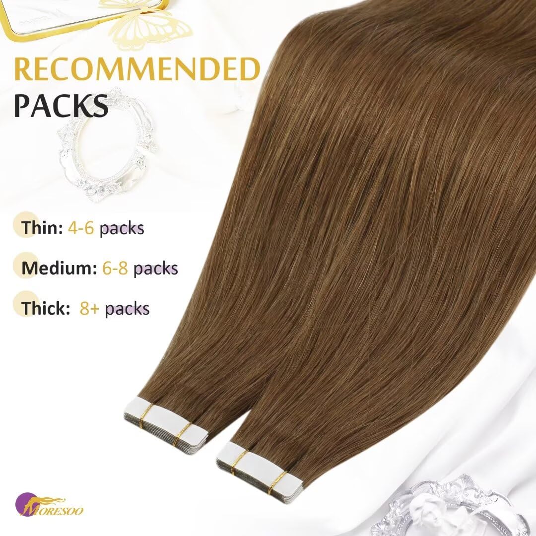 Foto 7 pulgar | Extensiones De Pelo Moresoo Con Cinta Adhesiva, 20 Cm, 10 Unidades, 25 G, #8, Color Marrón - Venta Internacional.