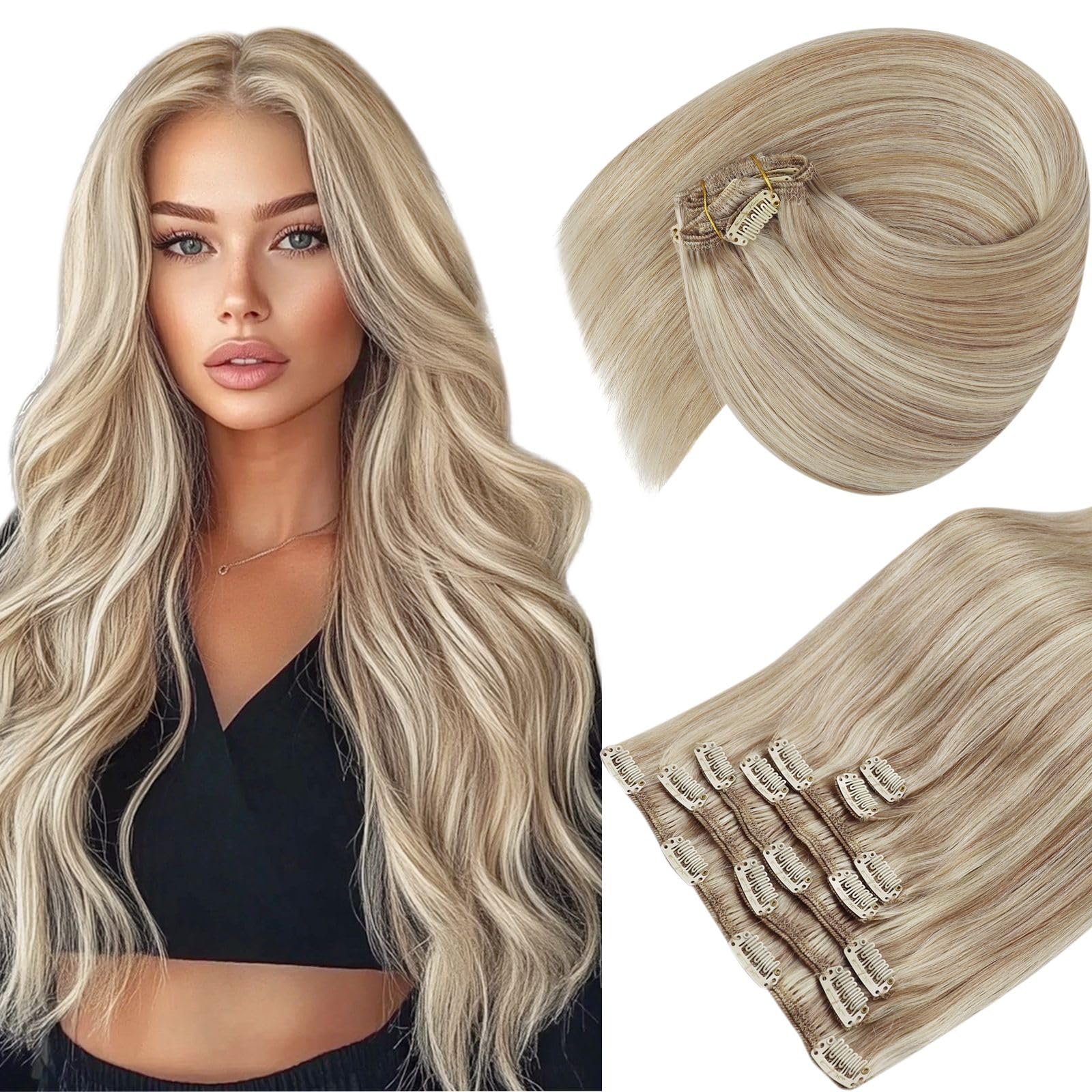 Foto 2 pulgar | Extensiones De Cabello Liso Con Clip, Cabello Humano Liso, 14 Cm - Venta Internacional.