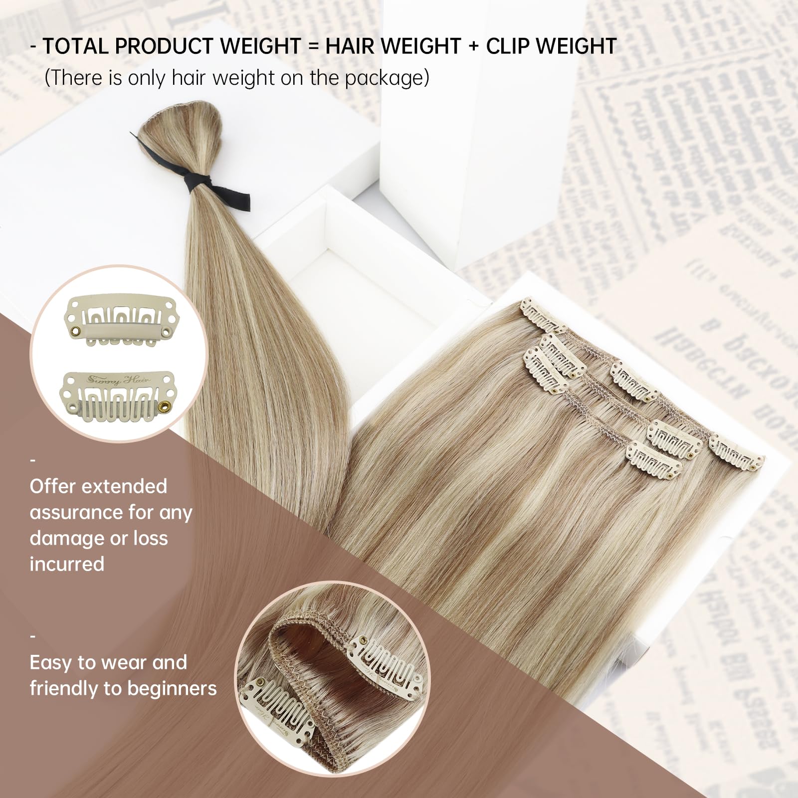 Foto 3 pulgar | Extensiones De Cabello Liso Con Clip, Cabello Humano Liso, 14 Cm - Venta Internacional.