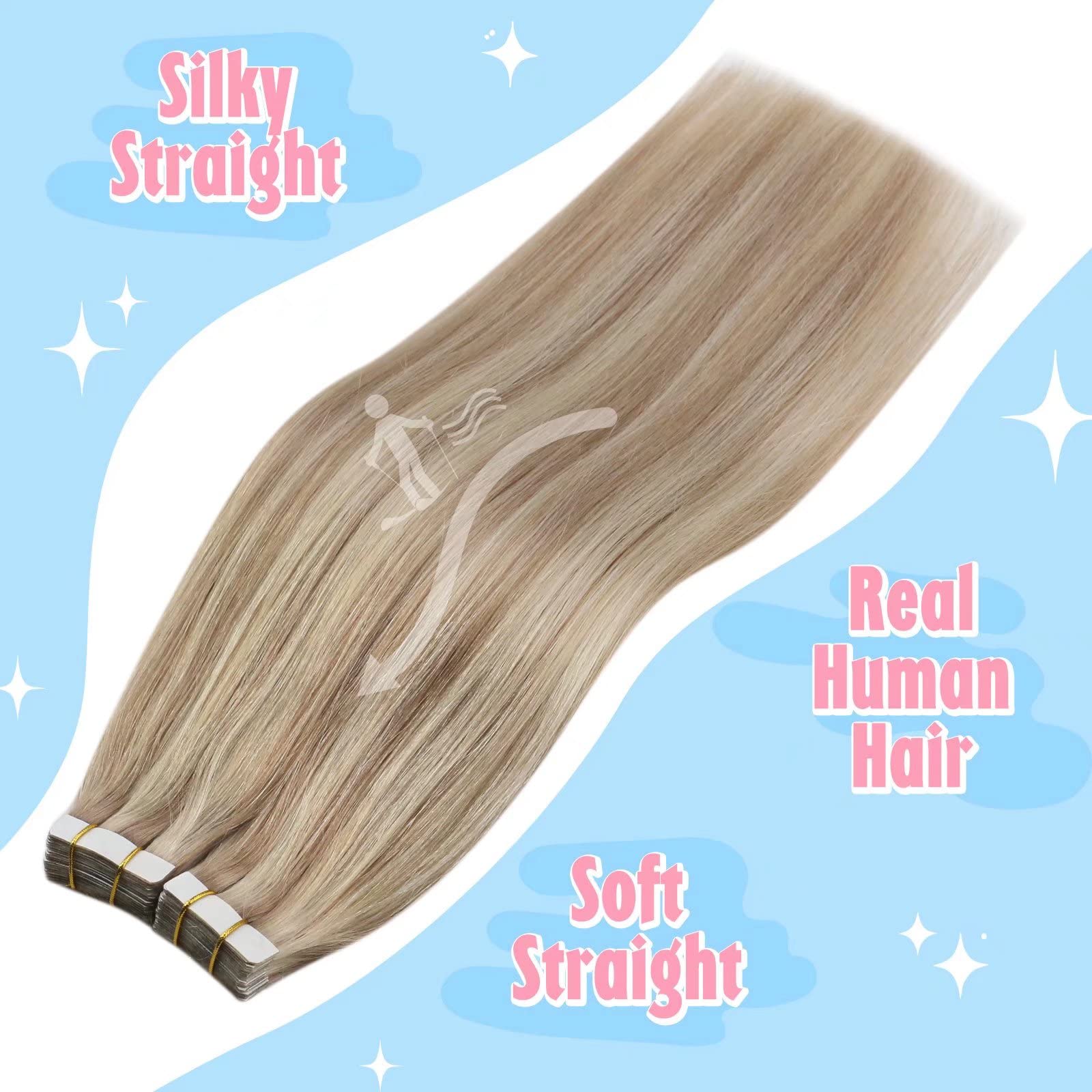 Foto 3 pulgar | Extensiones De Cabello Con Cinta Adhesiva, Cabello Humano Rubio Ceniza - Venta Internacional.