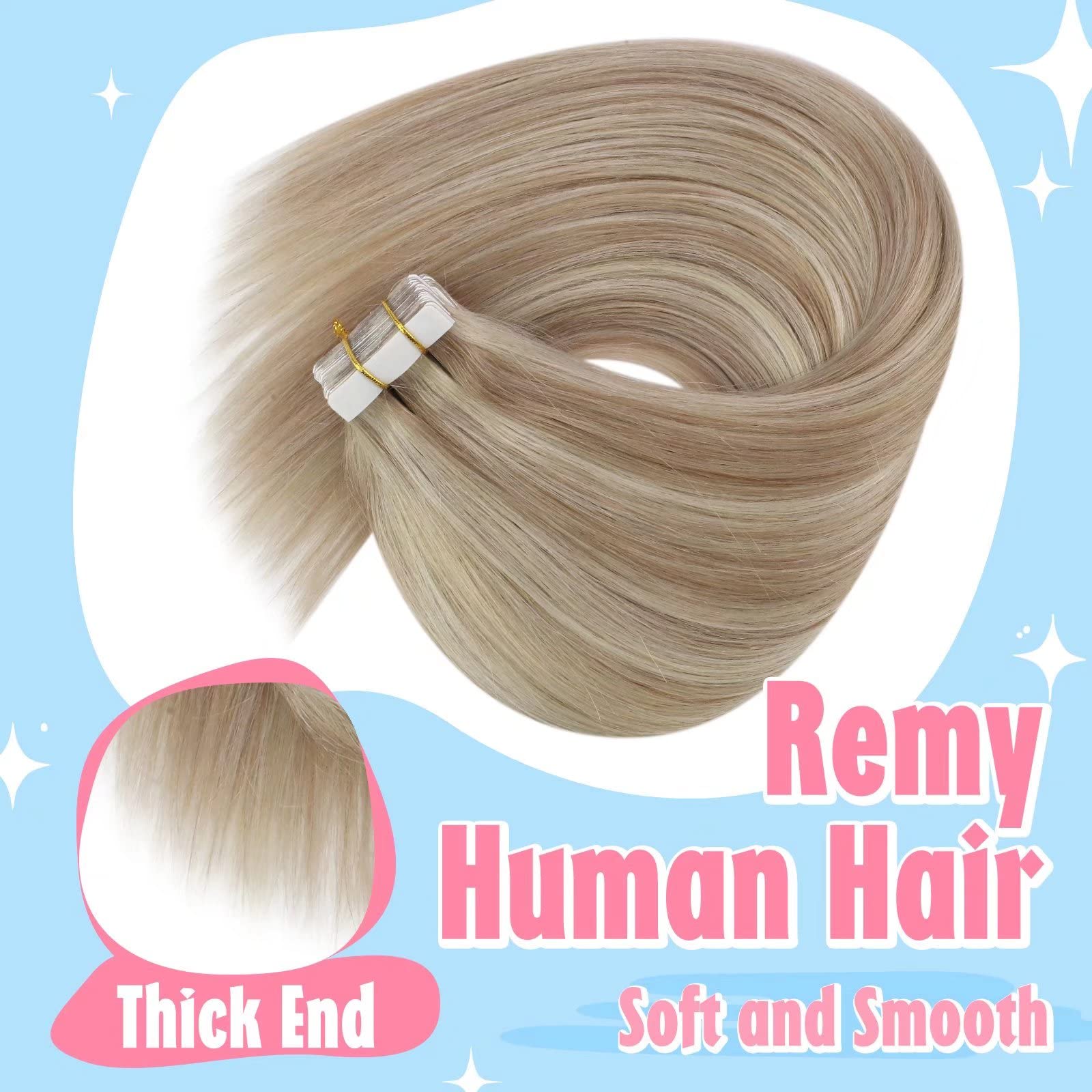 Foto 4 | Extensiones De Cabello Con Cinta Adhesiva, Cabello Humano Rubio Ceniza - Venta Internacional.