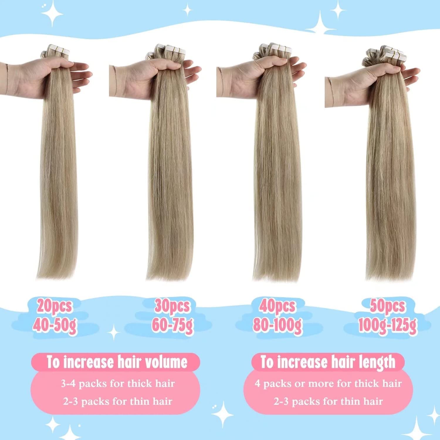 Foto 6 pulgar | Extensiones De Cabello Con Cinta Adhesiva, Cabello Humano Rubio Ceniza - Venta Internacional.