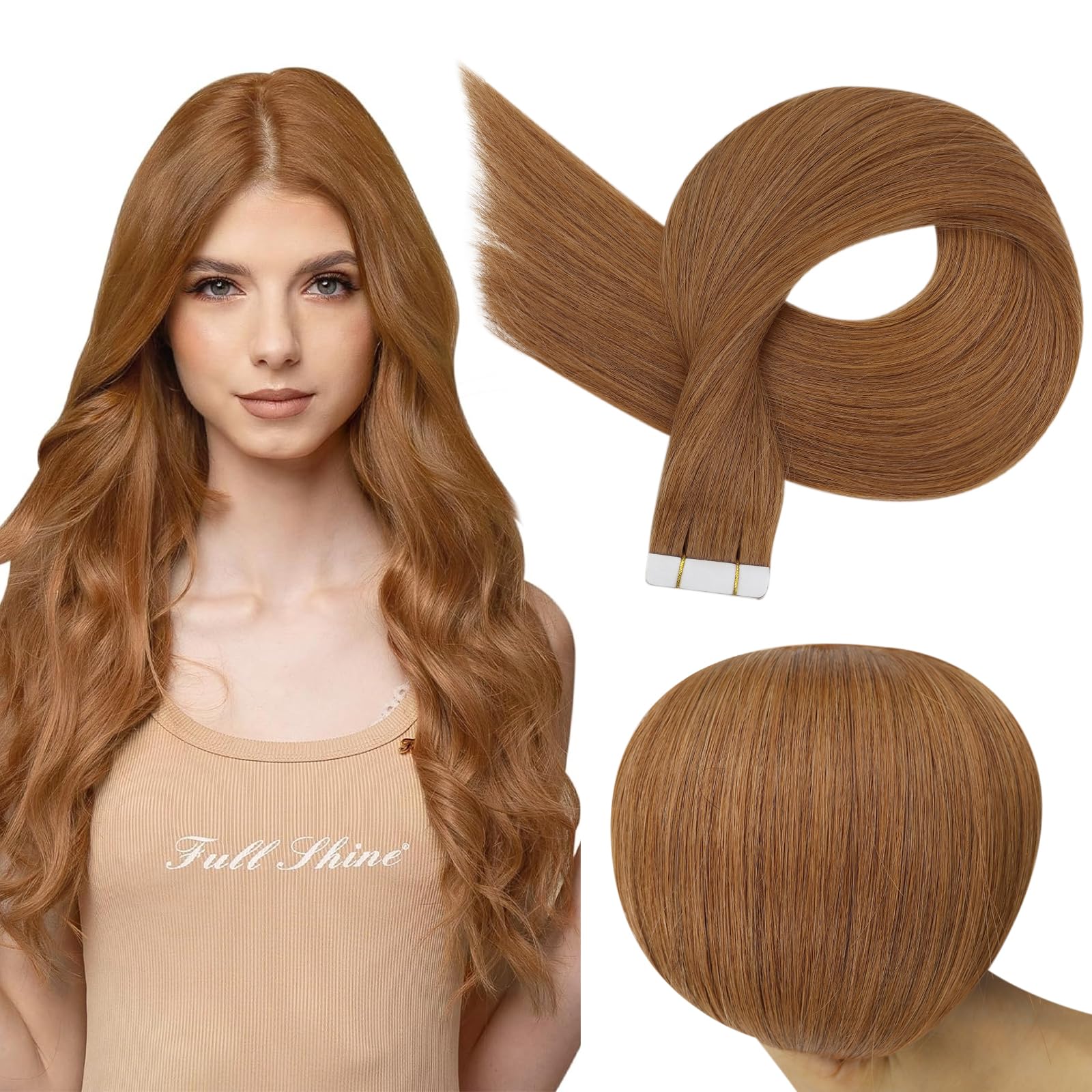 Foto 2 pulgar | Extensiones De Cabello Con Cinta Adhesiva Full Shine Color 330 Orange 14 Pulgadas - Venta Internacional.
