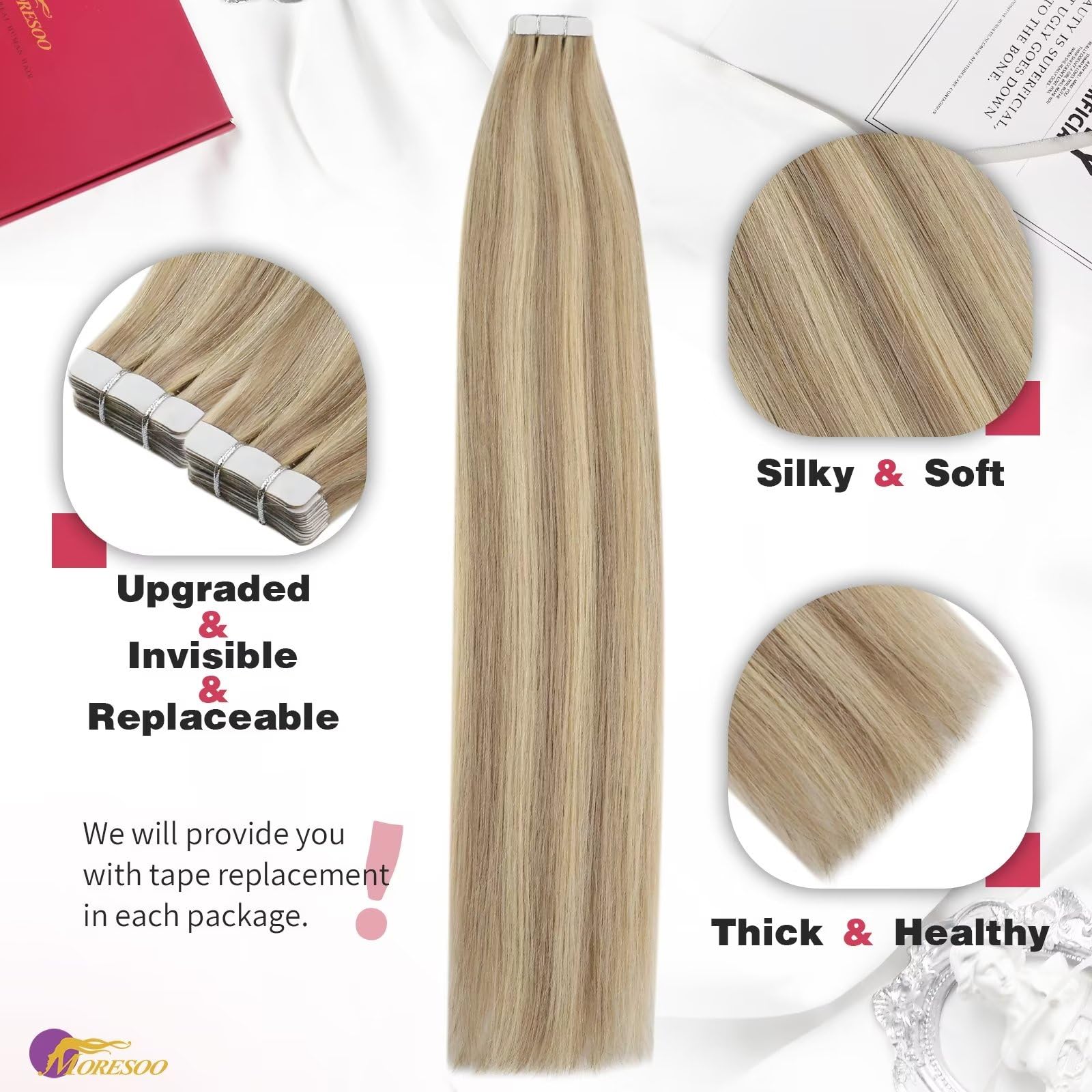 Foto 3 pulgar | Extensiones De Cabello Humano Real Moresoo, Rubio Miel - Venta Internacional.
