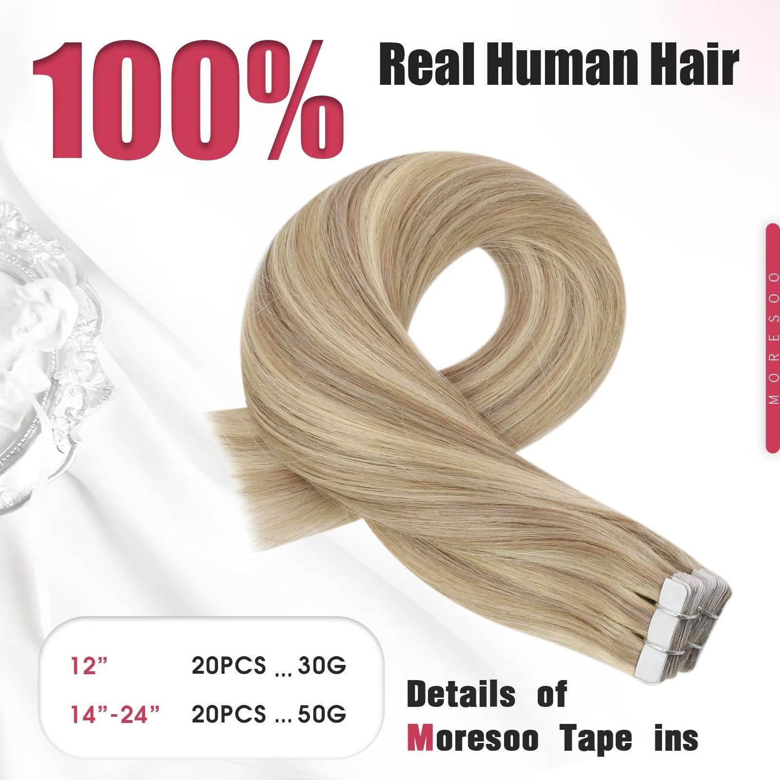 Foto 5 pulgar | Extensiones De Cabello Humano Real Moresoo, Rubio Miel - Venta Internacional.