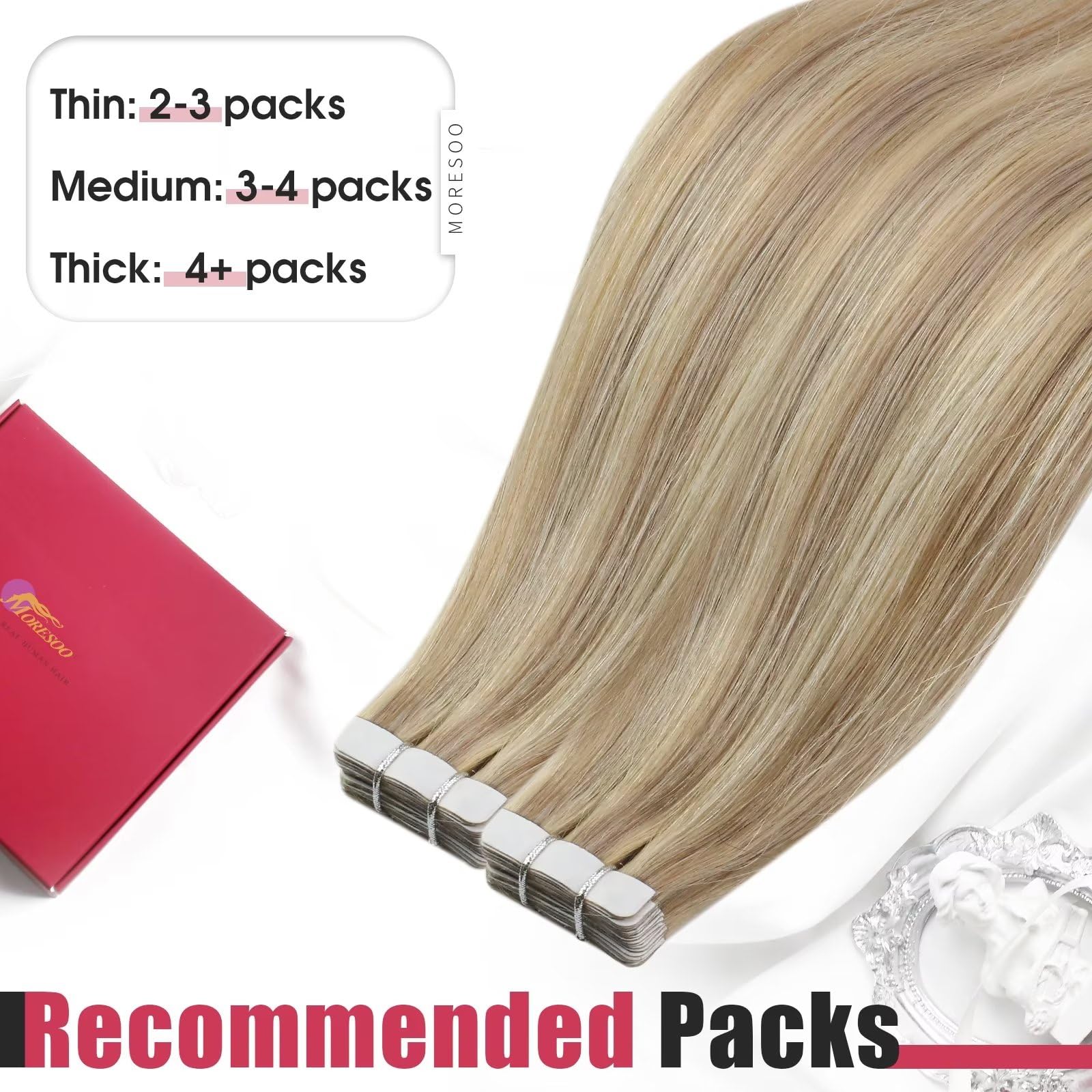 Foto 8 pulgar | Extensiones De Cabello Humano Real Moresoo, Rubio Miel - Venta Internacional.
