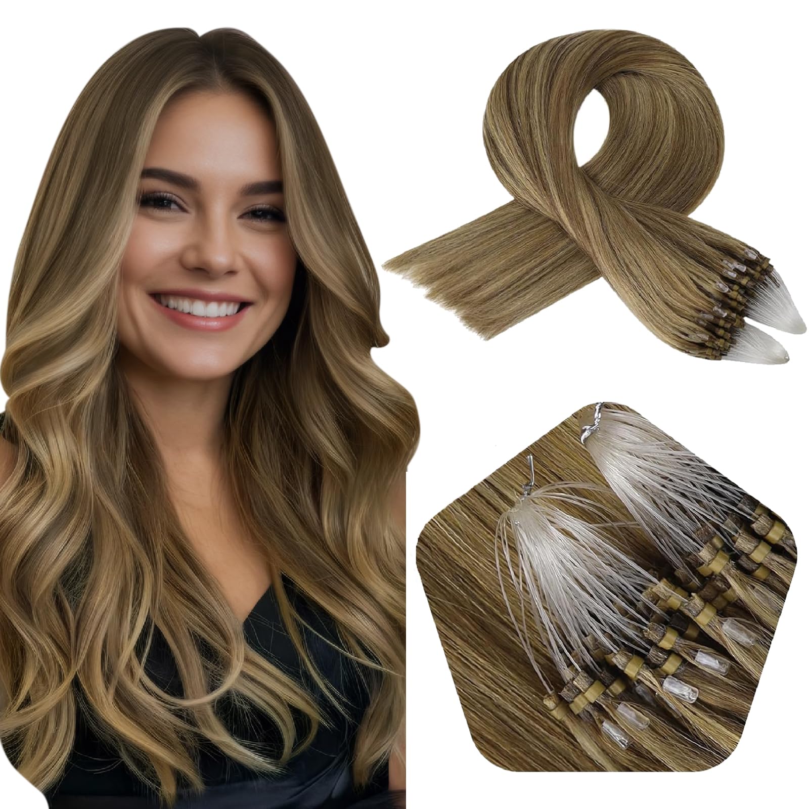 Foto 2 pulgar | Extensiones De Cabello Full Shine Micro Link, 50 G, 50 Cm, Color 4/27 - Venta Internacional.