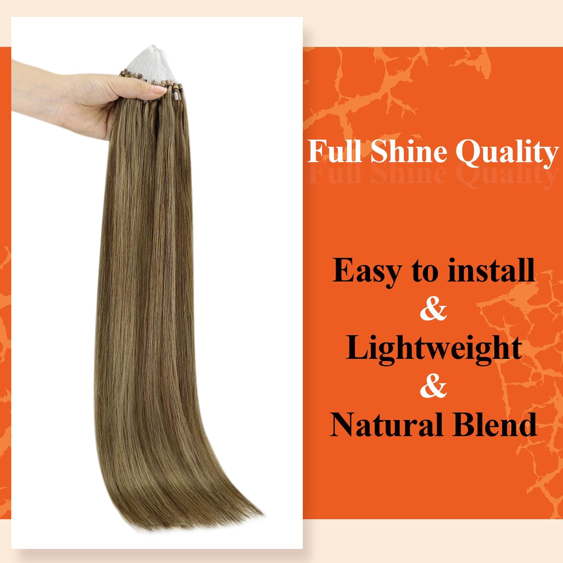 Foto 2 | Extensiones De Cabello Full Shine Micro Link, 50 G, 50 Cm, Color 4/27 - Venta Internacional.