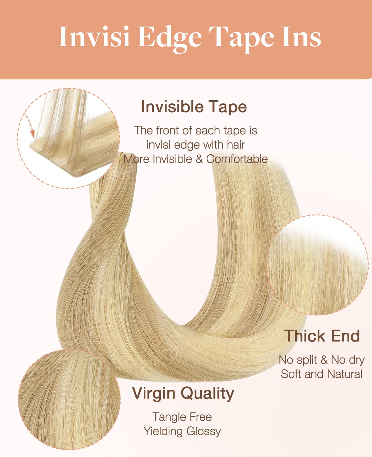 Foto 4 | Extensiones De Cabello Goo Goo Invisi Edge Tape 18d/22f 40 Cm 50 G - Venta Internacional.