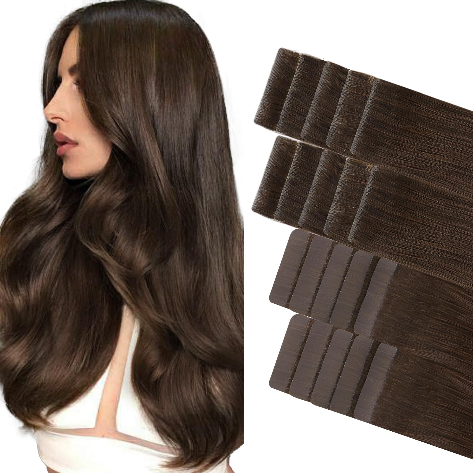Foto 2 pulgar | Extensiones De Cabello Goo Goo Invisi Edge Tape En 4a, Color Marrón Chocolate - Venta Internacional.