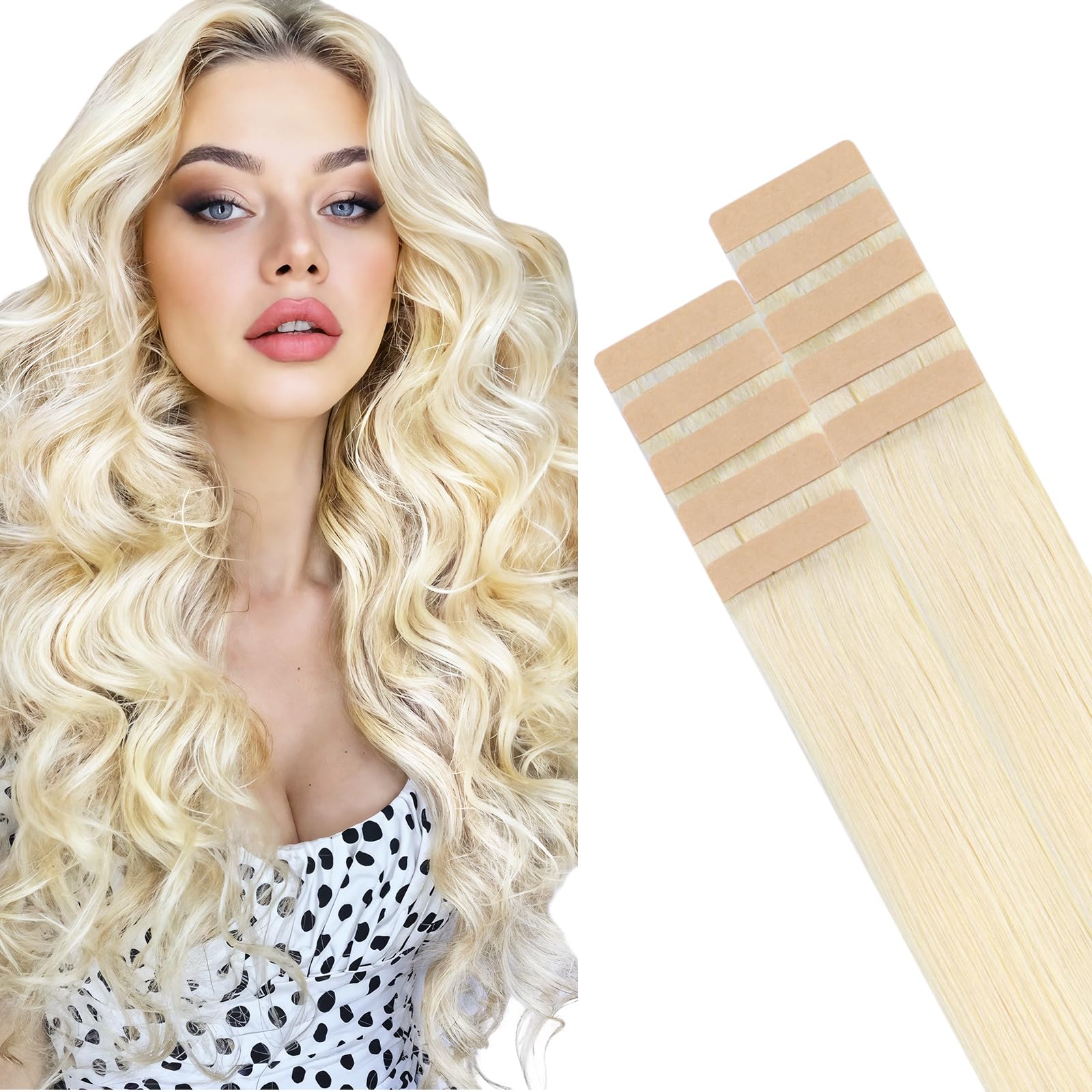Foto 2 pulgar | Extensiones De Pelo Con Cinta Adhesiva Hotbanana, 26 Cm, 10 Unidades, 30 G, Platino - Venta Internacional.
