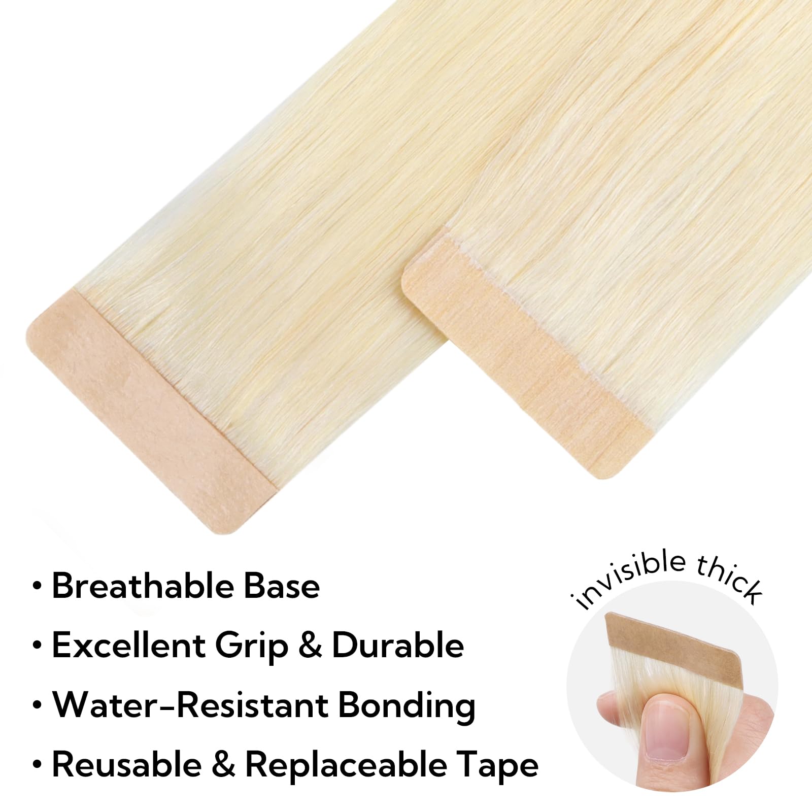 Foto 5 pulgar | Extensiones De Pelo Con Cinta Adhesiva Hotbanana, 26 Cm, 10 Unidades, 30 G, Platino - Venta Internacional.