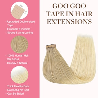 Foto 2 | Extensiones De Cabello Con Cinta Adhesiva Goo Goo Human Hair, 18 Pulgadas, 50 G, 20 Unidades - Venta Internacional.