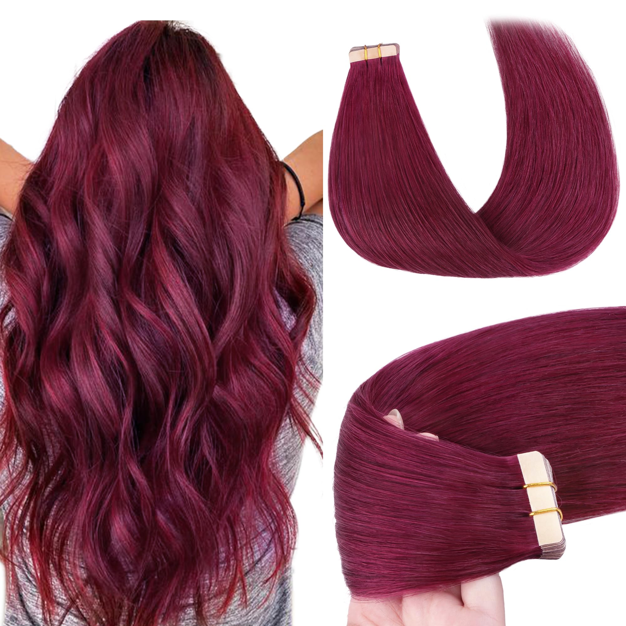 Foto 2 pulgar | Extensiones De Pelo Con Cinta Adhesiva Goo Goo Burgundy, 50 G, 20 Piezas, 50 Cm - Venta Internacional.