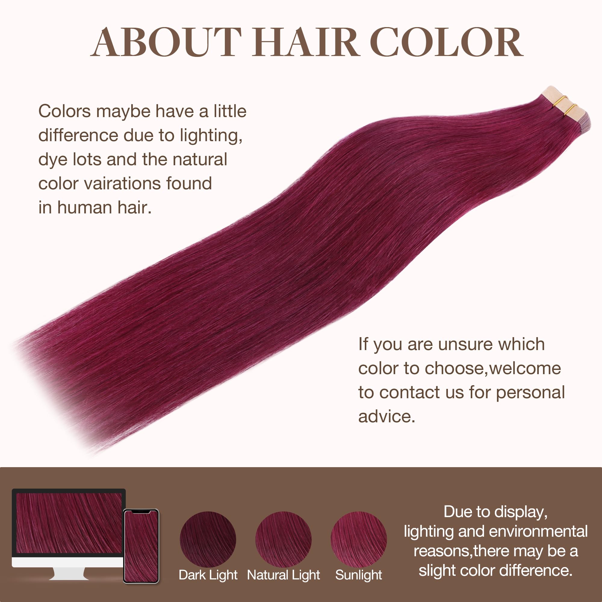 Foto 7 pulgar | Extensiones De Pelo Con Cinta Adhesiva Goo Goo Burgundy, 50 G, 20 Piezas, 50 Cm - Venta Internacional.