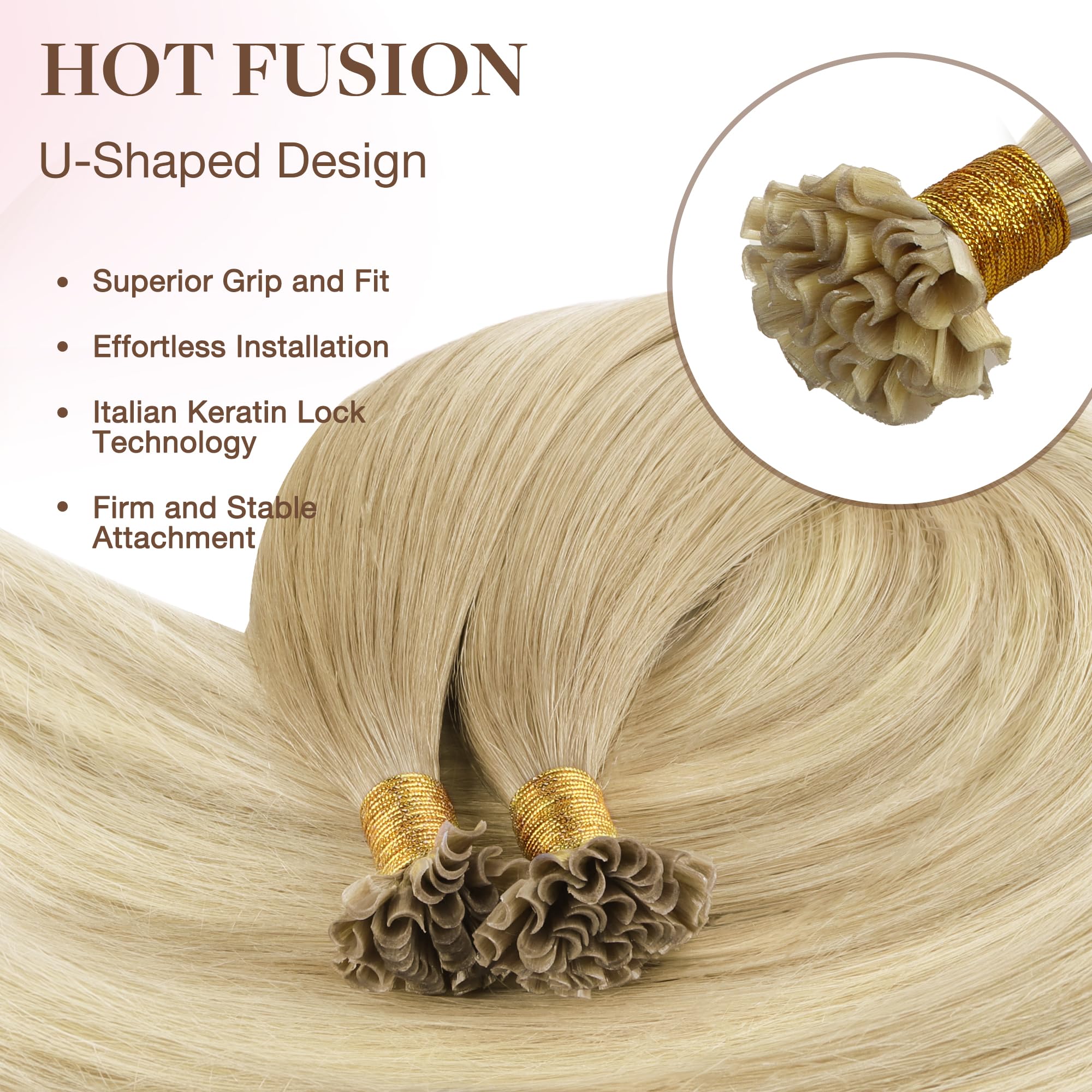 Foto 4 | Extensiones De Cabello Goo Goo U Tip, 18 Pulgadas, 50 G, 50 Cm, Rubio Natural - Venta Internacional.