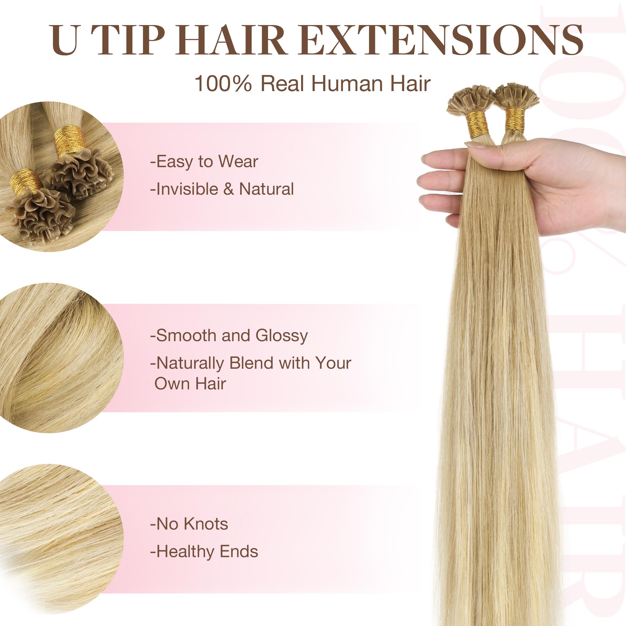 Foto 3 pulgar | Extensiones De Cabello Goo Goo U Tip, 18 Pulgadas, 50 G, 50 Cm, Color Rubio Ceniza Perlado - Venta Internacional.