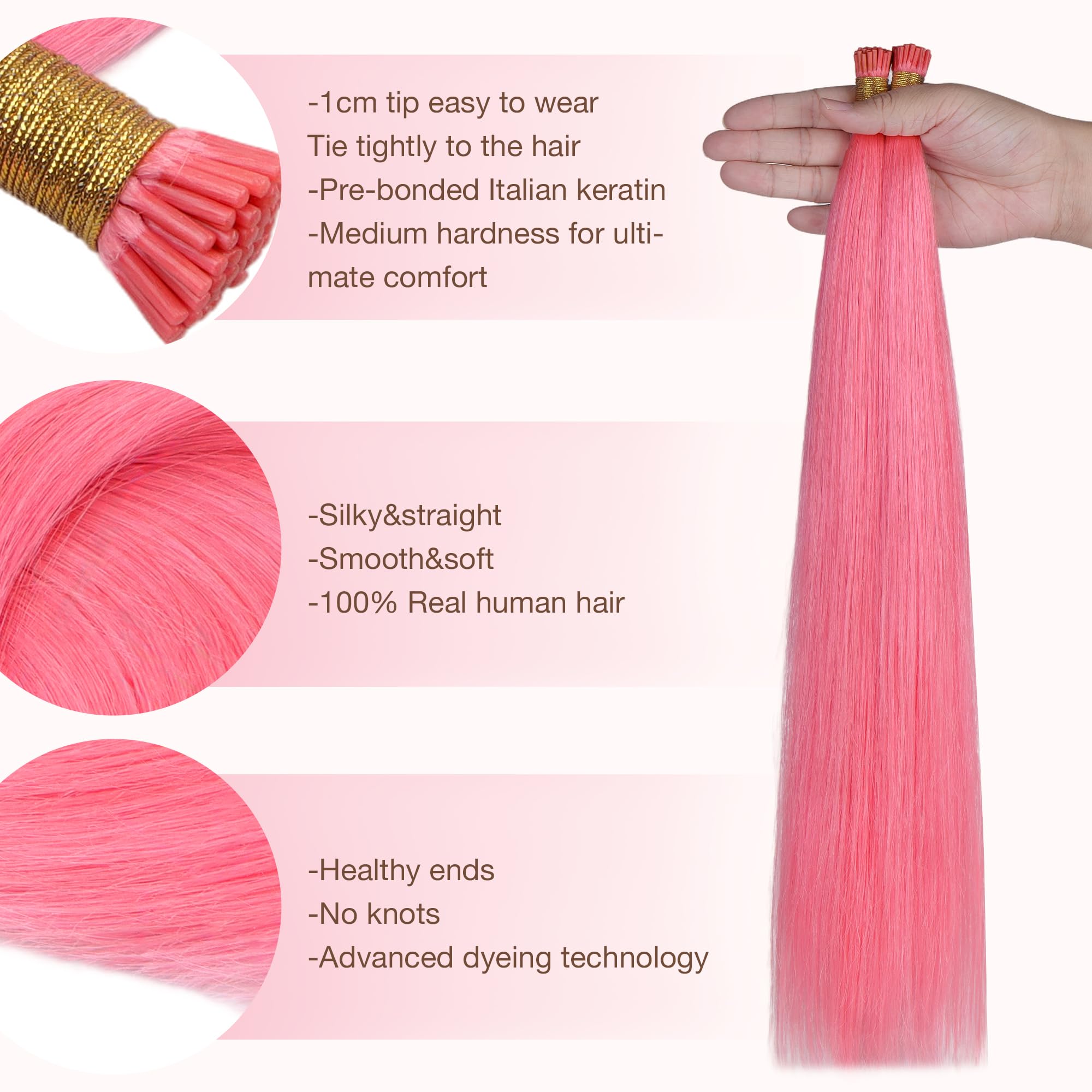 Foto 2 | Extensiones De Cabello Goo Goo Colored I Tip 20 Cm 50 G 50s Rosa Claro - Venta Internacional.