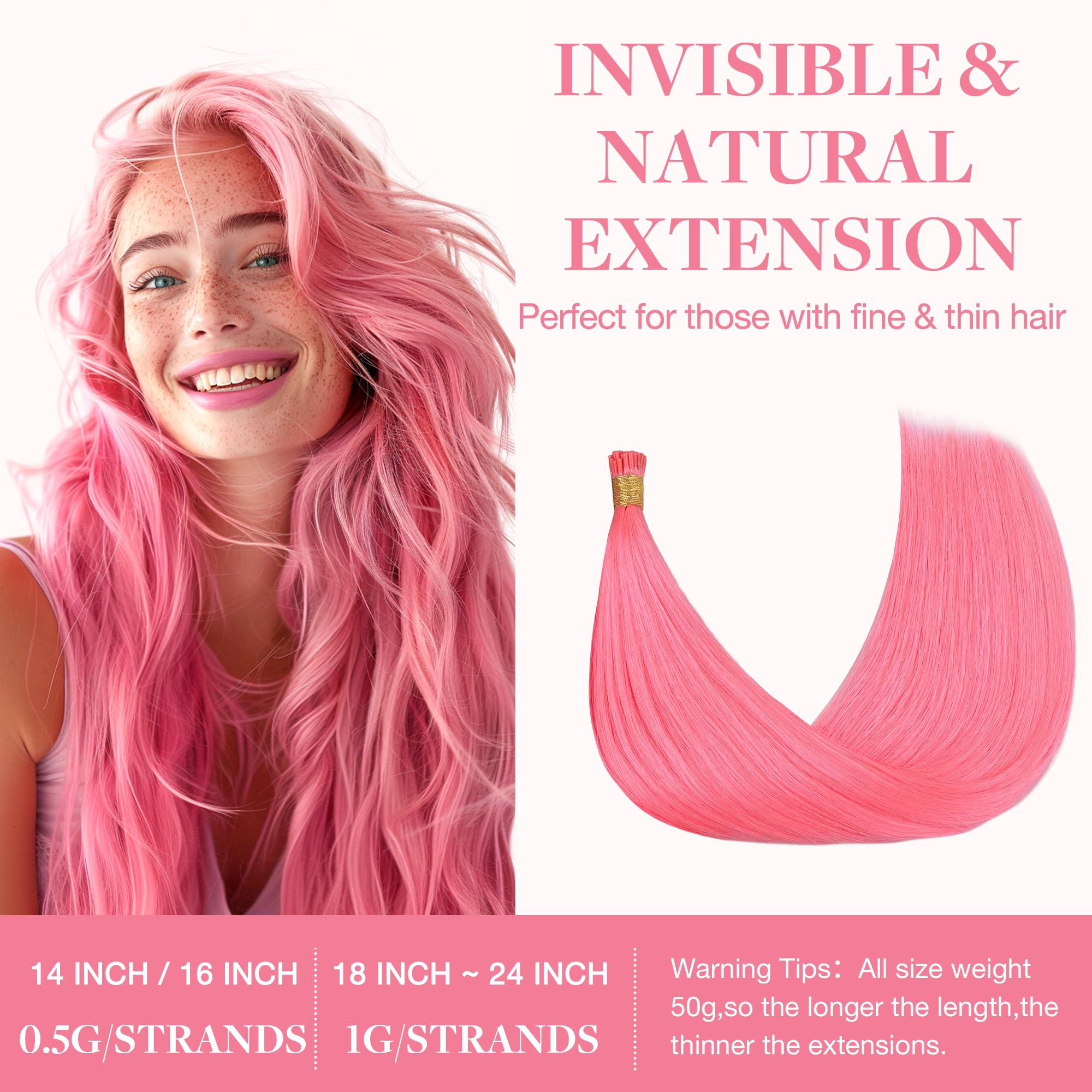 Foto 4 pulgar | Extensiones De Cabello Goo Goo Colored I Tip 20 Cm 50 G 50s Rosa Claro - Venta Internacional.