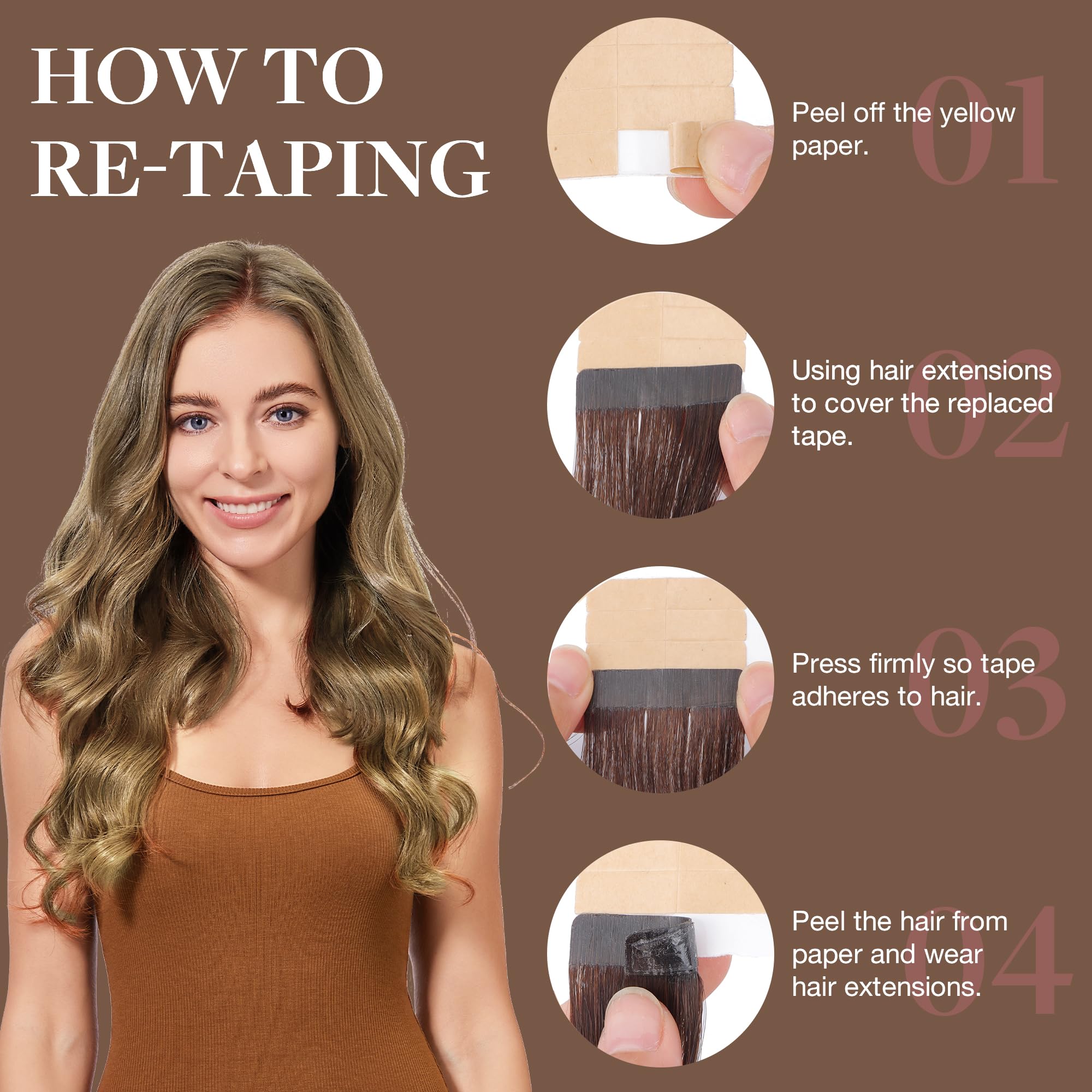 Foto 4 pulgar | Extensiones De Cabello Con Cinta Adhesiva Goo Goo Human Hair 20 Pulgadas, 50 G, 20 Unidades - Venta Internacional.