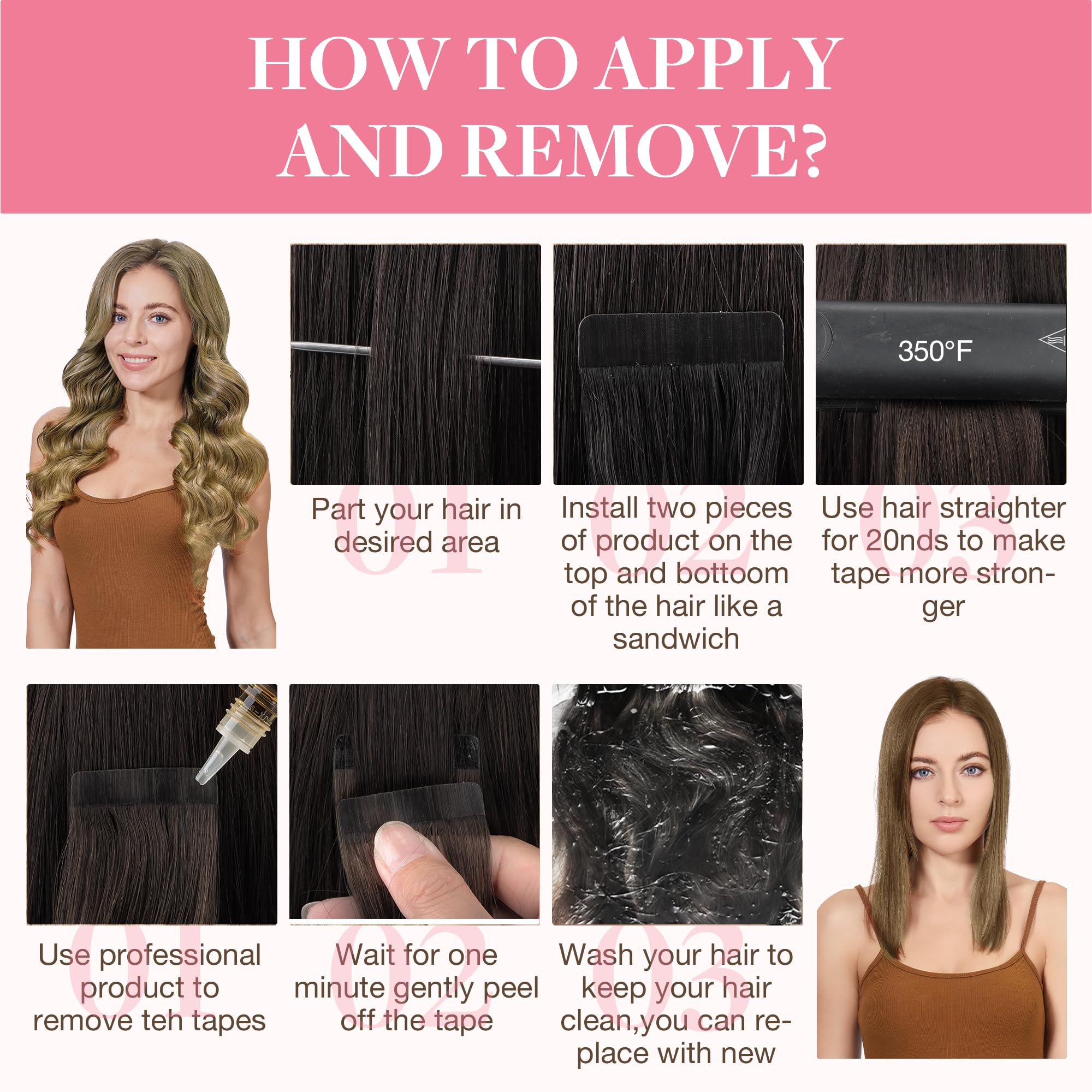 Foto 5 pulgar | Extensiones De Cabello Con Cinta Adhesiva Goo Goo Human Hair 20 Pulgadas, 50 G, 20 Unidades - Venta Internacional.