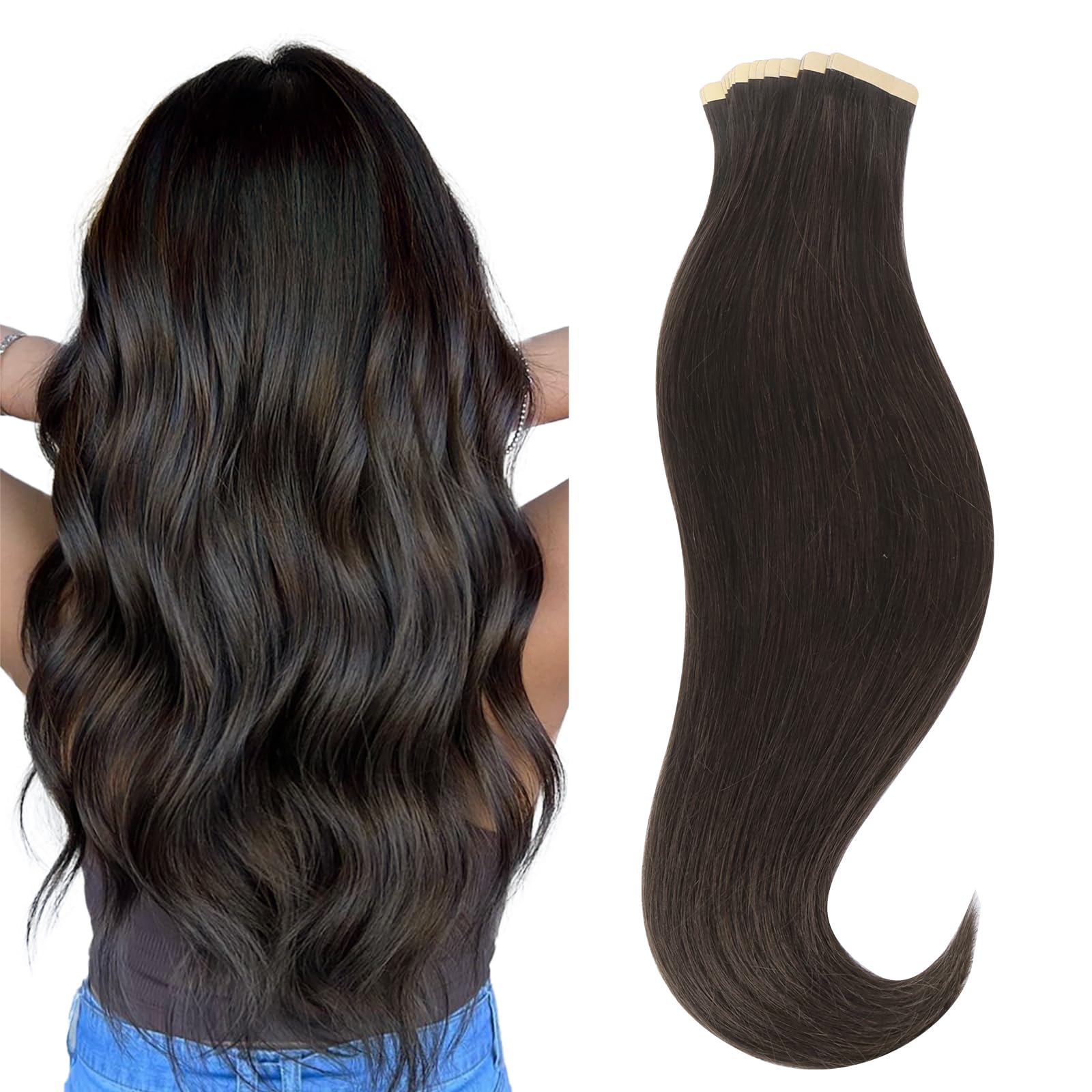 Foto 2 pulgar | Extensiones De Pelo Con Cinta Adhesiva Hotbanana, 50 G, 20 Cm, Color Marrón Oscuro Remy - Venta Internacional.