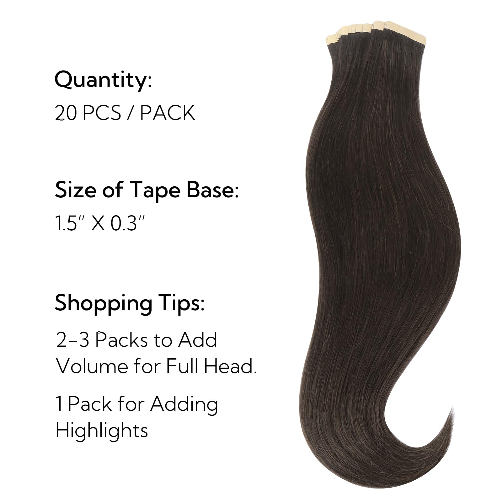 Foto 2 | Extensiones De Pelo Con Cinta Adhesiva Hotbanana, 50 G, 20 Cm, Color Marrón Oscuro Remy - Venta Internacional.