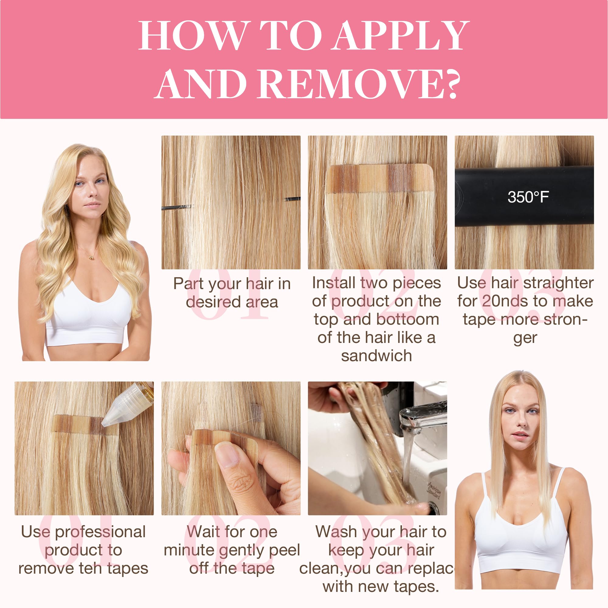 Foto 4 | Extensiones De Cabello Con Cinta Adhesiva Goo Goo, Cabello Humano, 10 Pulgadas, 30 G, 20 Unidades - Venta Internacional.