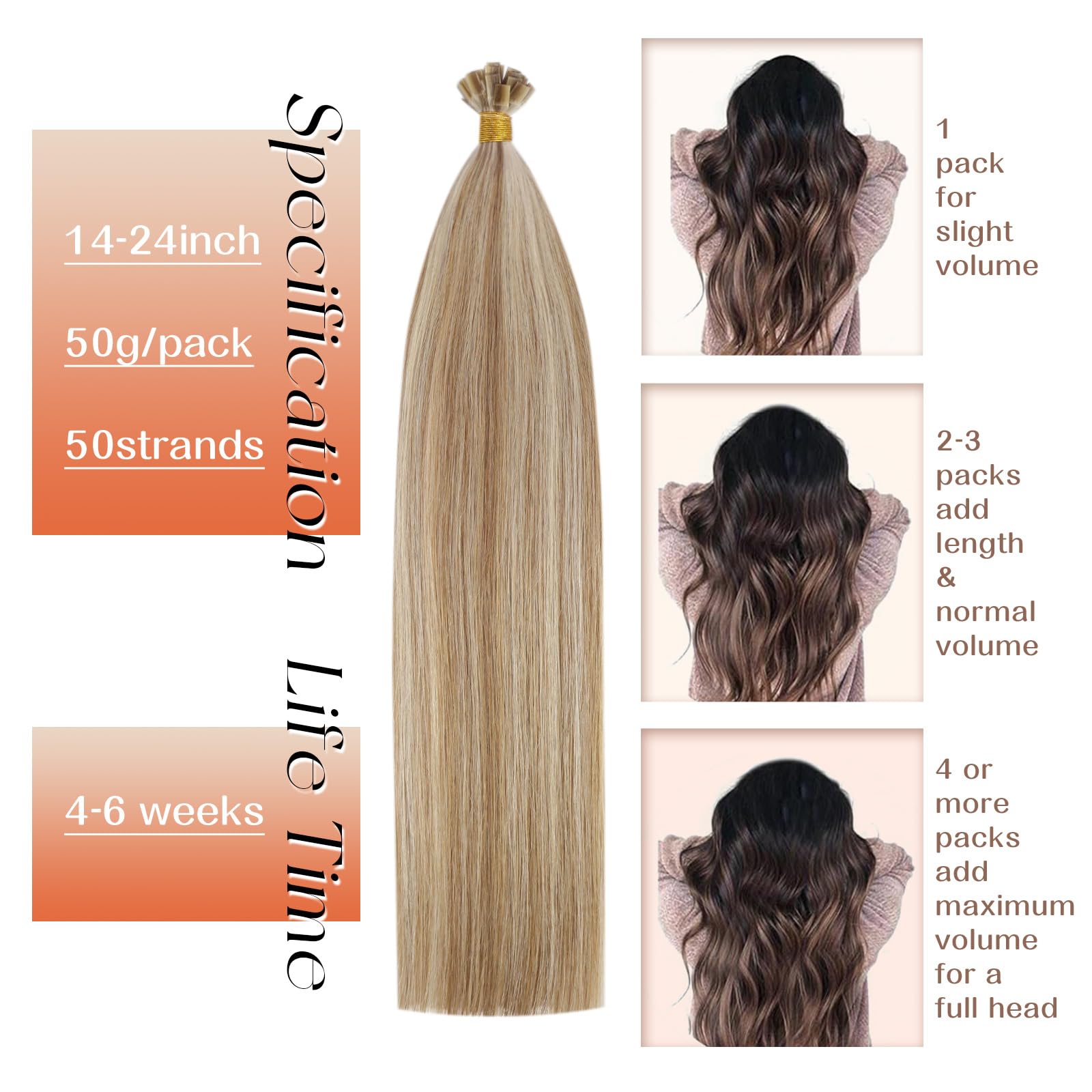 Foto 5 pulgar | Extensiones De Cabello Sunny Hair, Cabello Humano De Punta Plana, 16 Pulgadas, 50 G - Venta Internacional.
