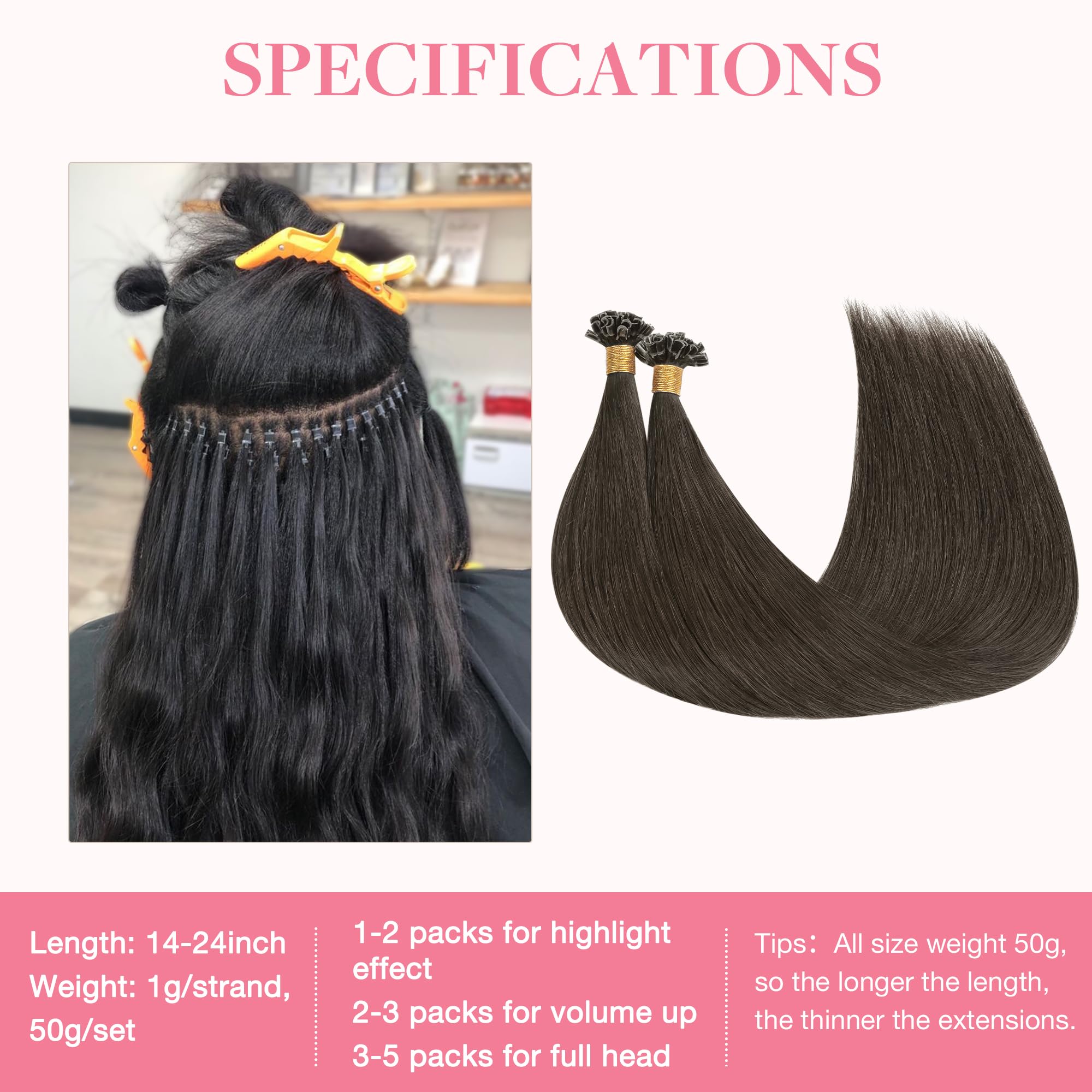 Foto 4 pulgar | Extensiones De Cabello Goo Goo U Tip, 18 Pulgadas, 50 G, 50 Cm, Marrón Moca - Venta Internacional.