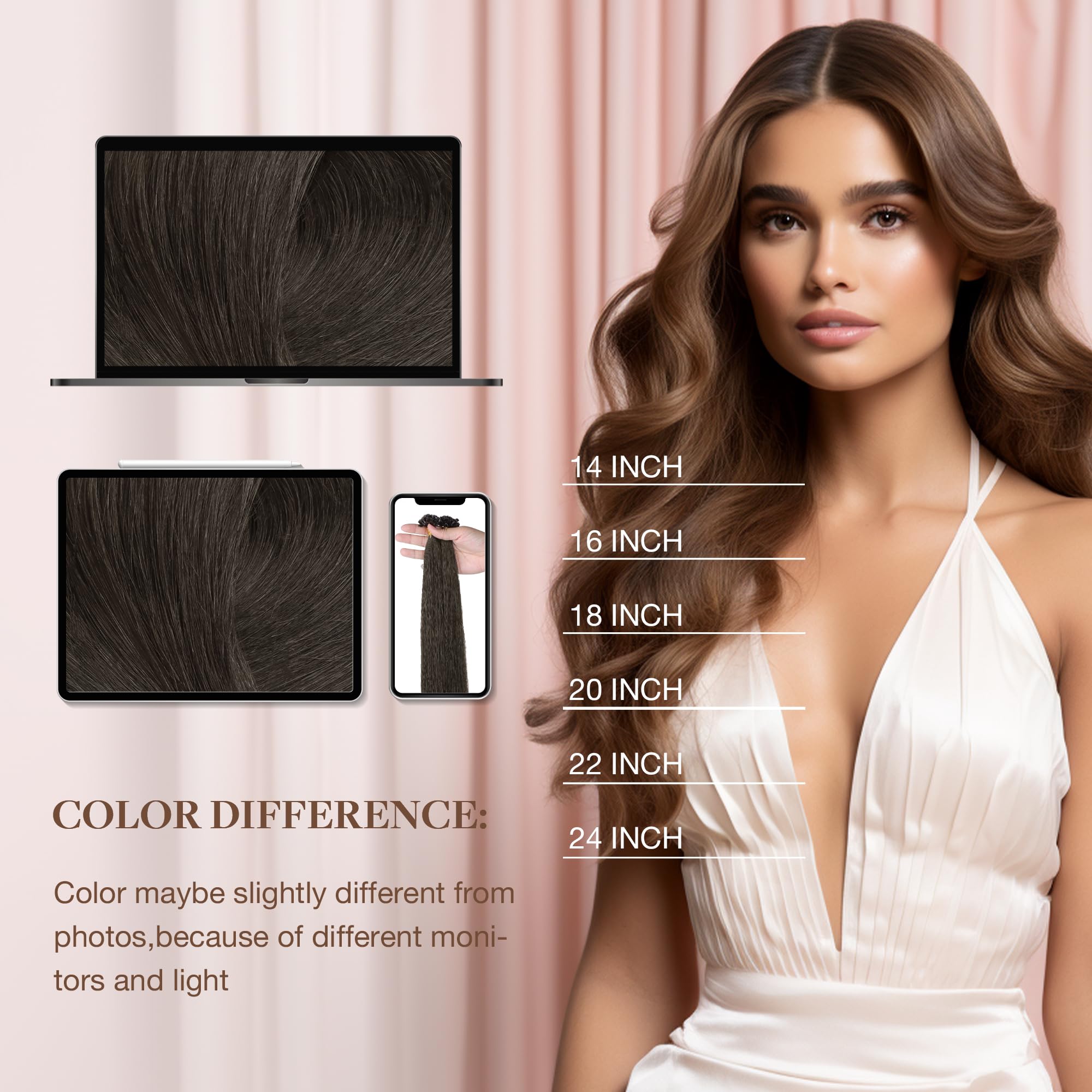 Foto 7 | Extensiones De Cabello Goo Goo U Tip, 18 Pulgadas, 50 G, 50 Cm, Marrón Moca - Venta Internacional.