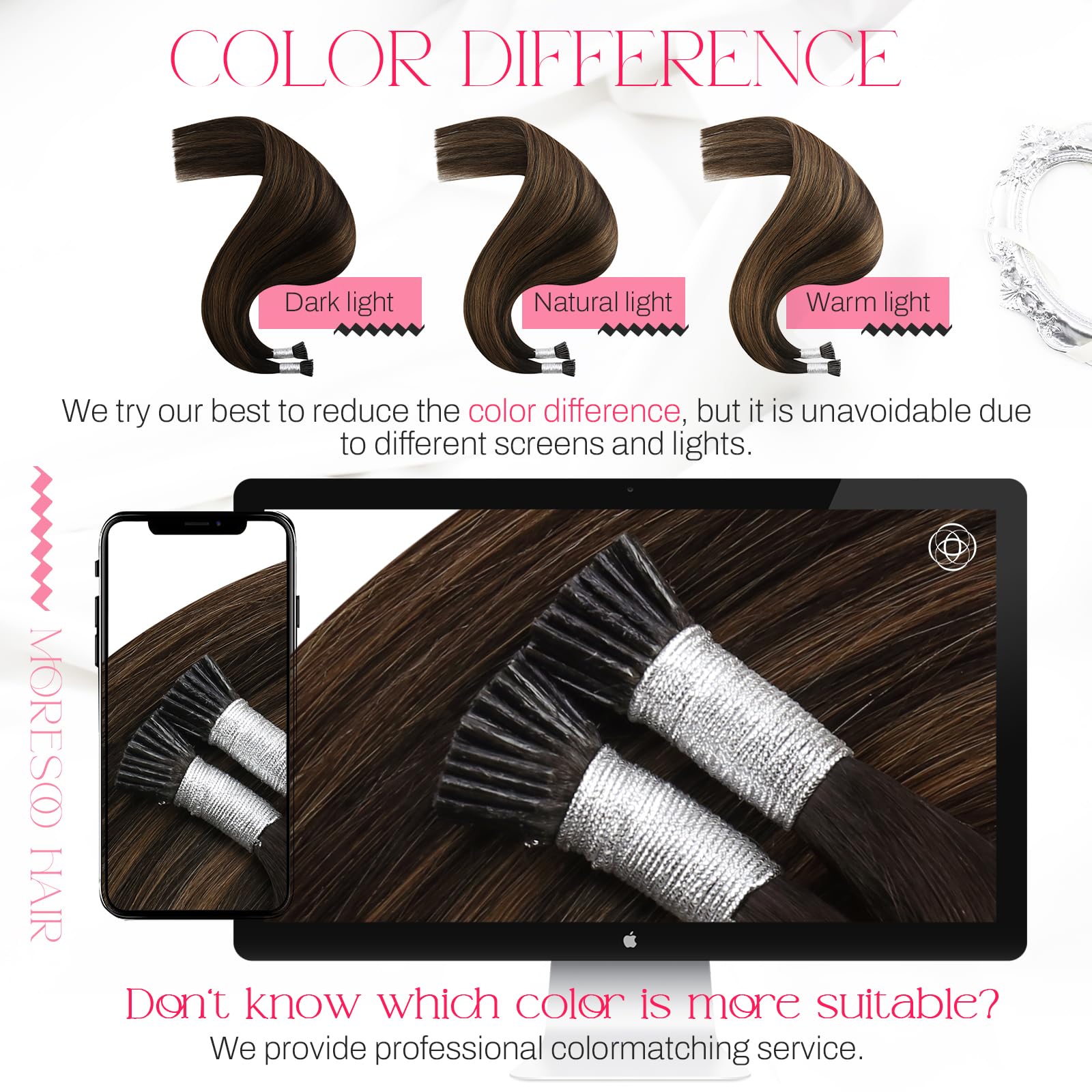 Foto 6 pulgar | Extensiones De Cabello Humano Moresoo I Tip Remy, 14 Cm, Color Marrón Oscuro - Venta Internacional.