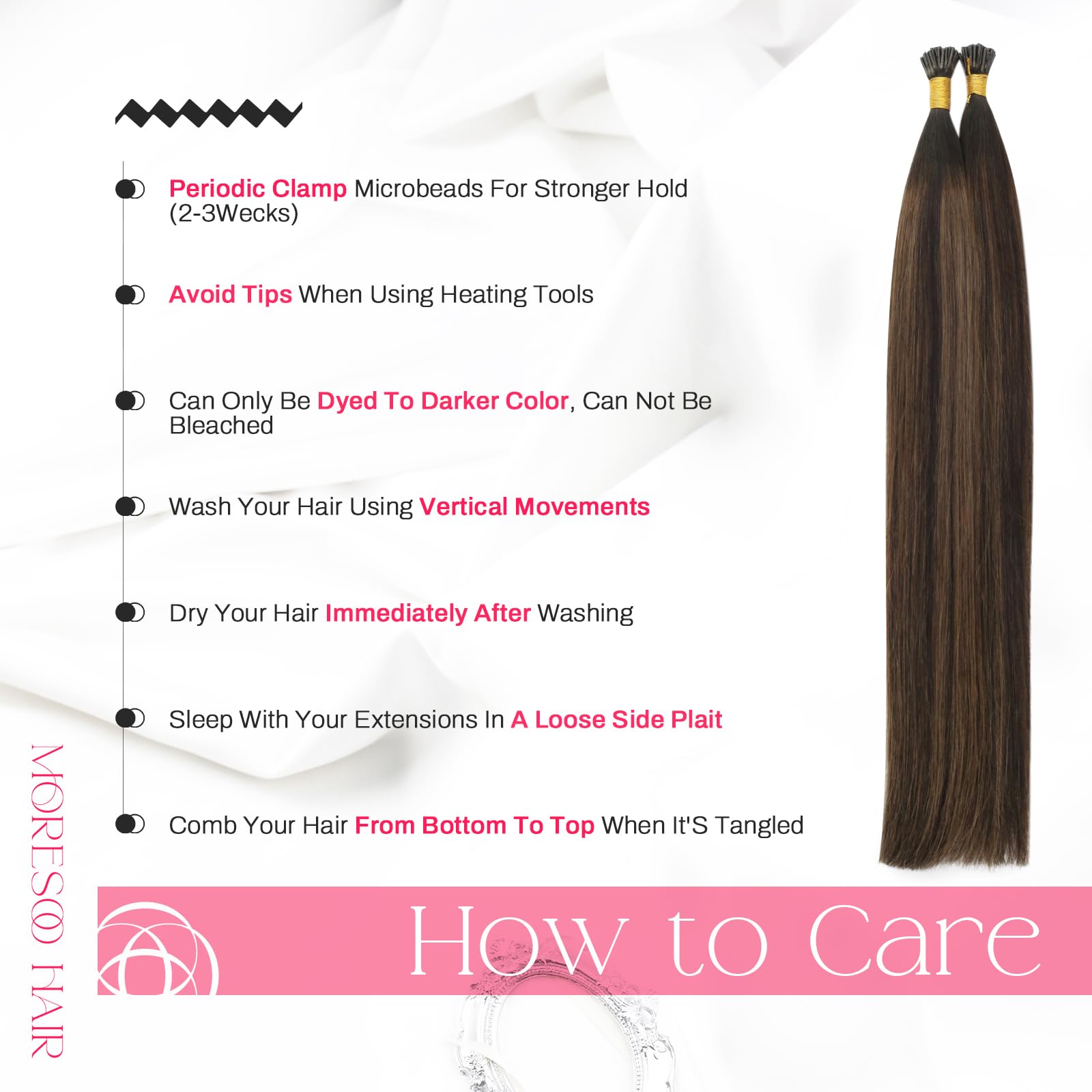 Foto 6 | Extensiones De Cabello Humano Moresoo I Tip Remy, 14 Cm, Color Marrón Oscuro - Venta Internacional.