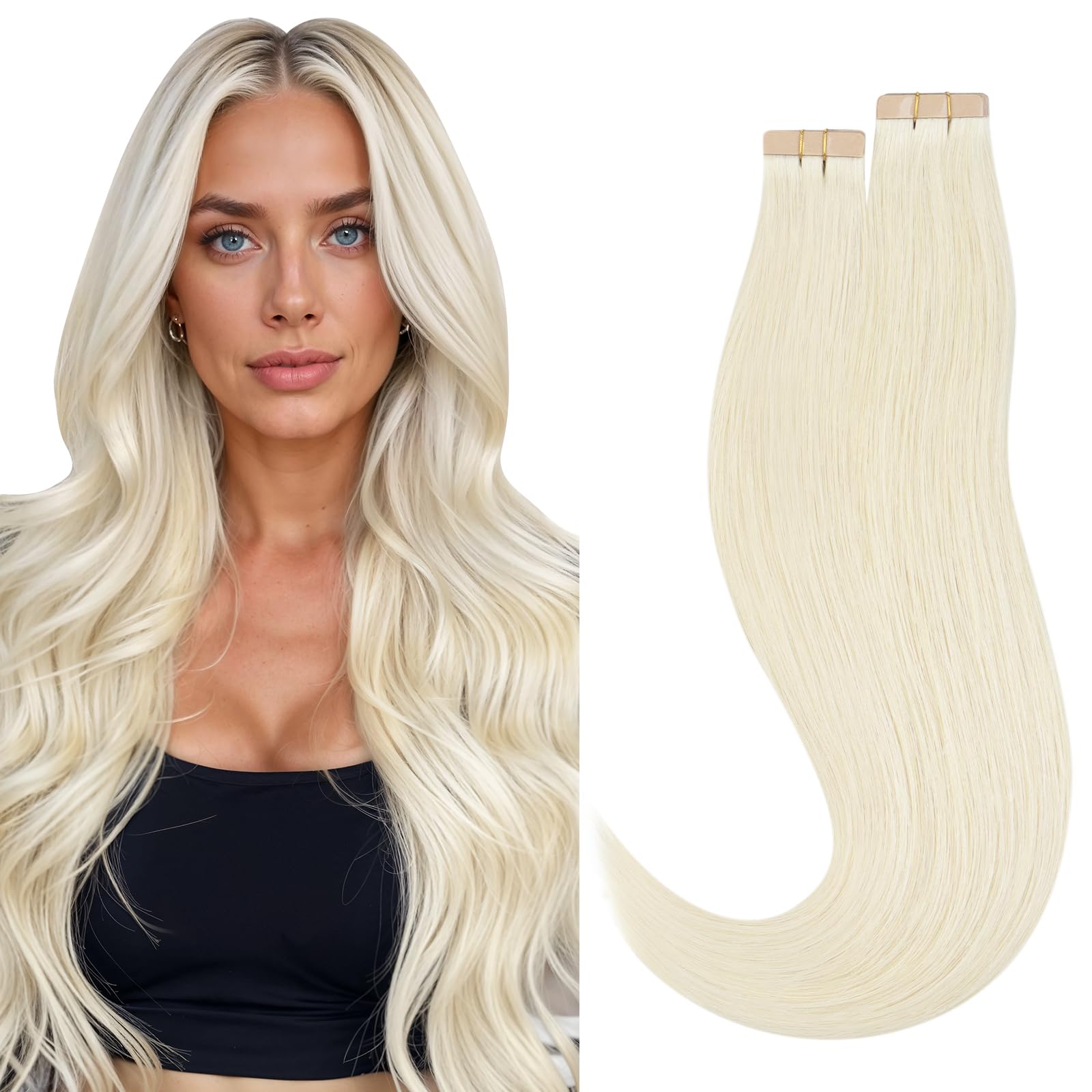 Foto 2 pulgar | Extensiones De Pelo Con Cinta Adhesiva Hotbanana, 35 Cm, 40 Unidades, 100 G, Color Rubio Marfil - Venta Internacional.
