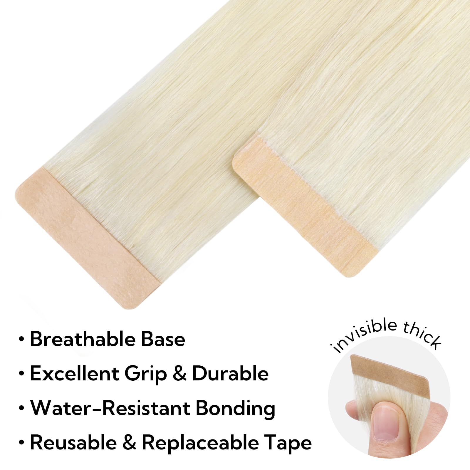 Foto 5 pulgar | Extensiones De Cabello Hotbanana Con Cinta Adhesiva De 60 Cm, 10 Unidades, Color Rubio Marfil - Venta Internacional.