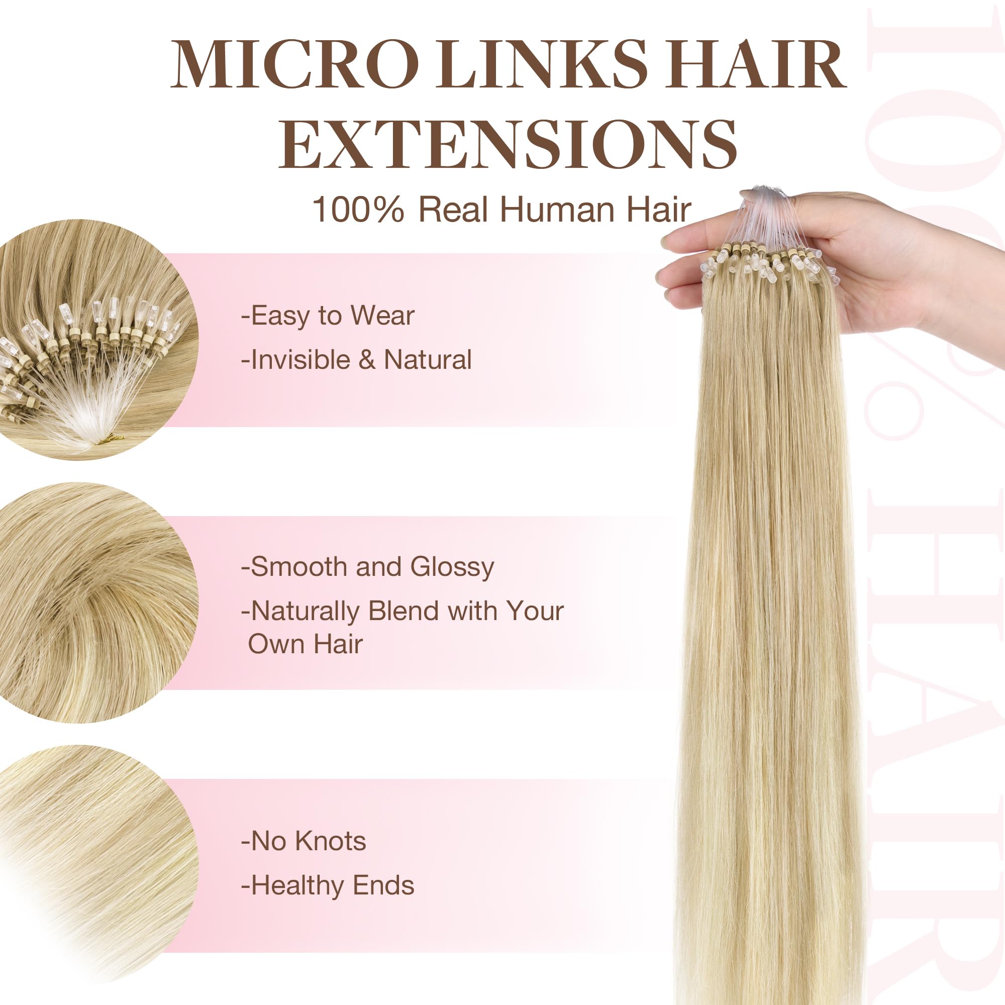 Foto 3 pulgar | Extensiones De Cabello Goo Goo Micro Link Tip 16 Cm 50 G 50s Blonde - Venta Internacional.