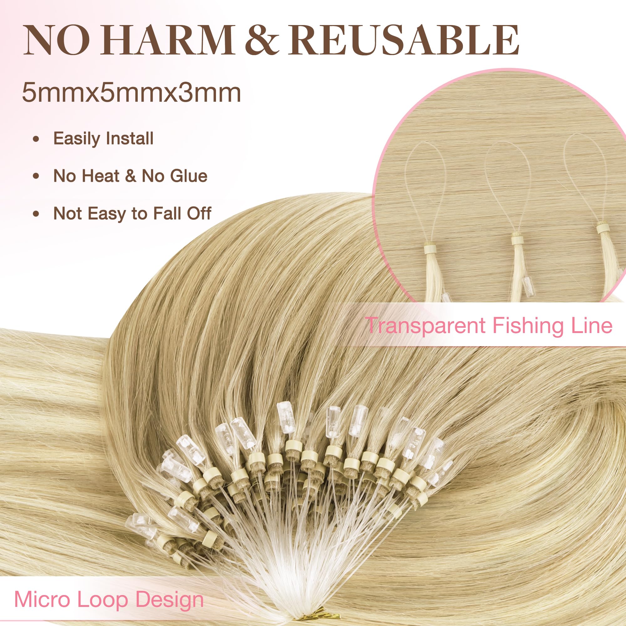 Foto 5 pulgar | Extensiones De Cabello Goo Goo Micro Link Tip 16 Cm 50 G 50s Blonde - Venta Internacional.