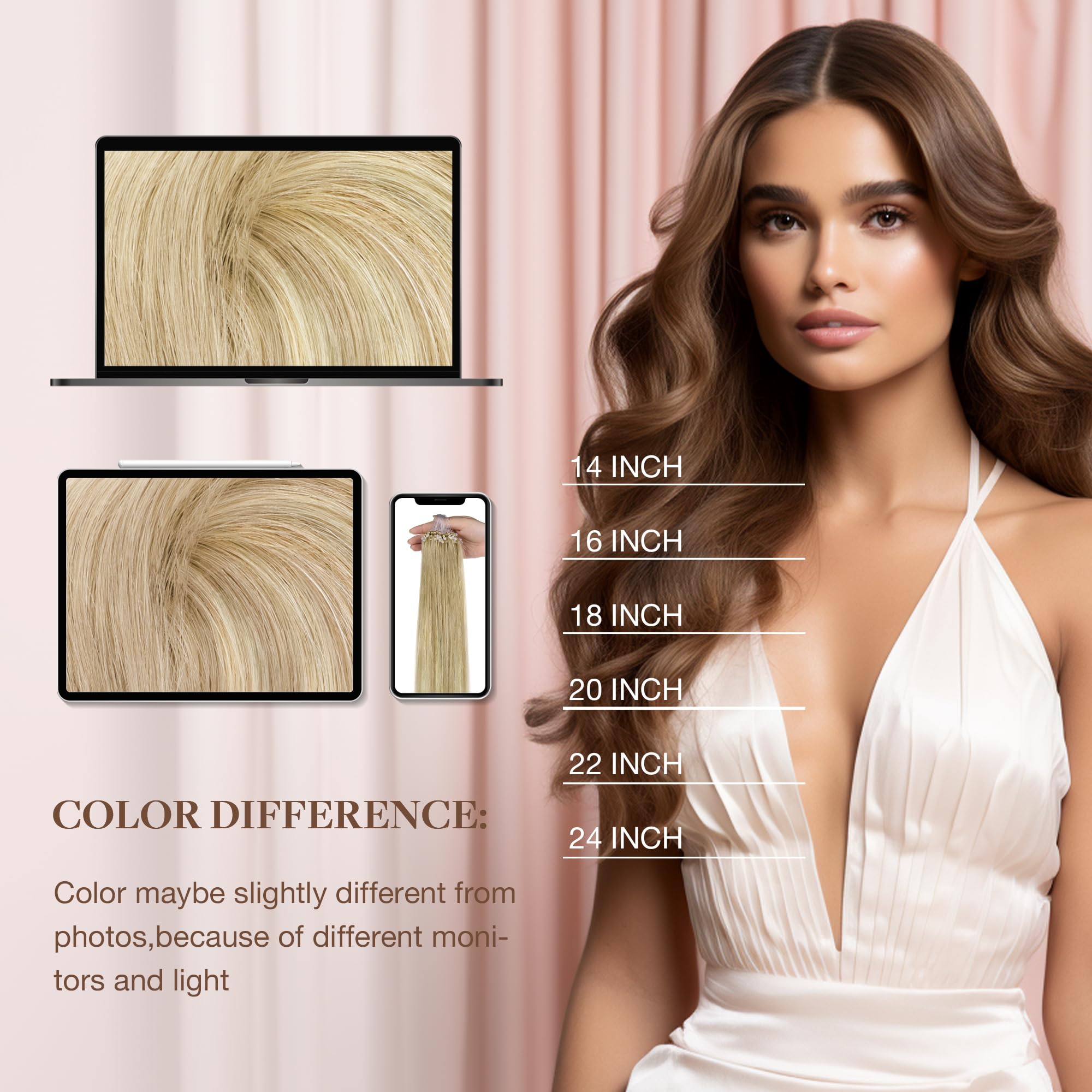 Foto 8 pulgar | Extensiones De Cabello Goo Goo Micro Link Tip 16 Cm 50 G 50s Blonde - Venta Internacional.