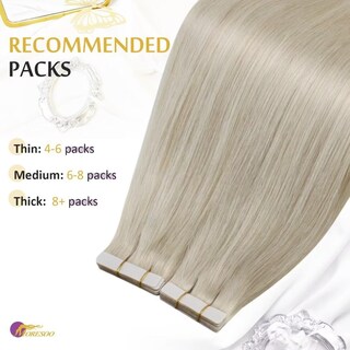 Foto 6 | Extensiones De Pelo Moresoo Con Cinta Adhesiva, 40 Cm, 10 Unidades, 25 G, Platino - Venta Internacional.