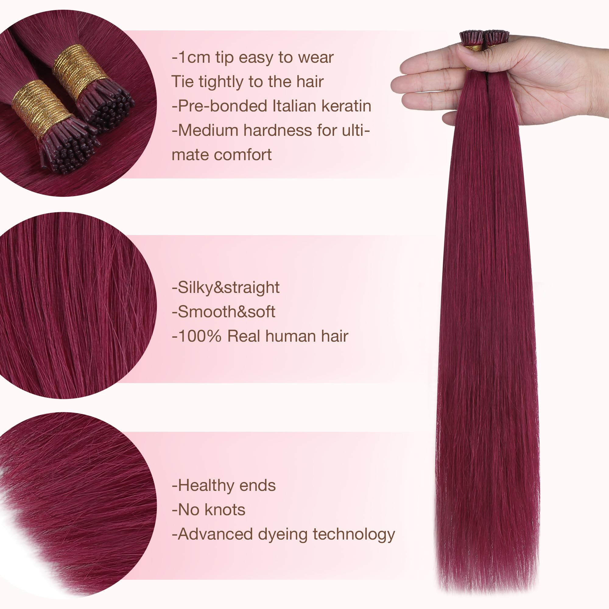 Foto 3 pulgar | Extensiones De Cabello I Tip Goo, Cabello Humano Real, 18 Pulgadas, 50 G - Venta Internacional.