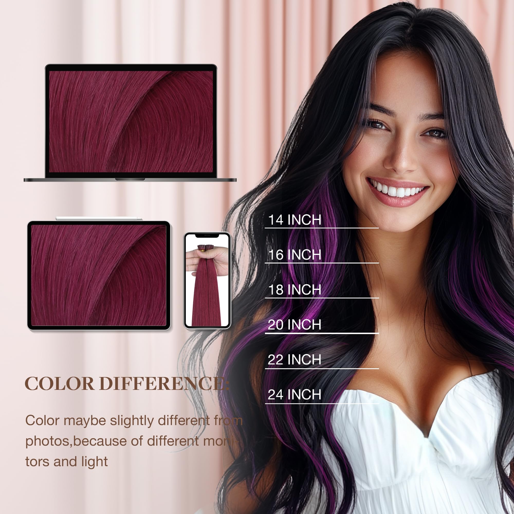 Foto 8 pulgar | Extensiones De Cabello I Tip Goo, Cabello Humano Real, 18 Pulgadas, 50 G - Venta Internacional.