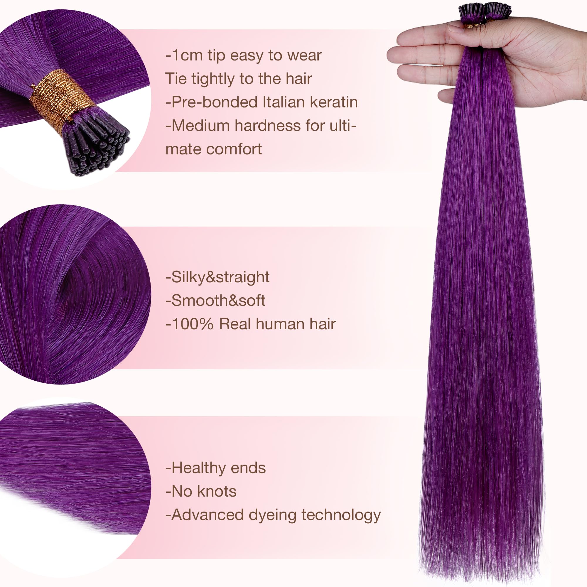 Foto 3 pulgar | Extensiones De Cabello Goo Goo Colored I Tip 18 Pulgadas 50 G 50s Purple - Venta Internacional.