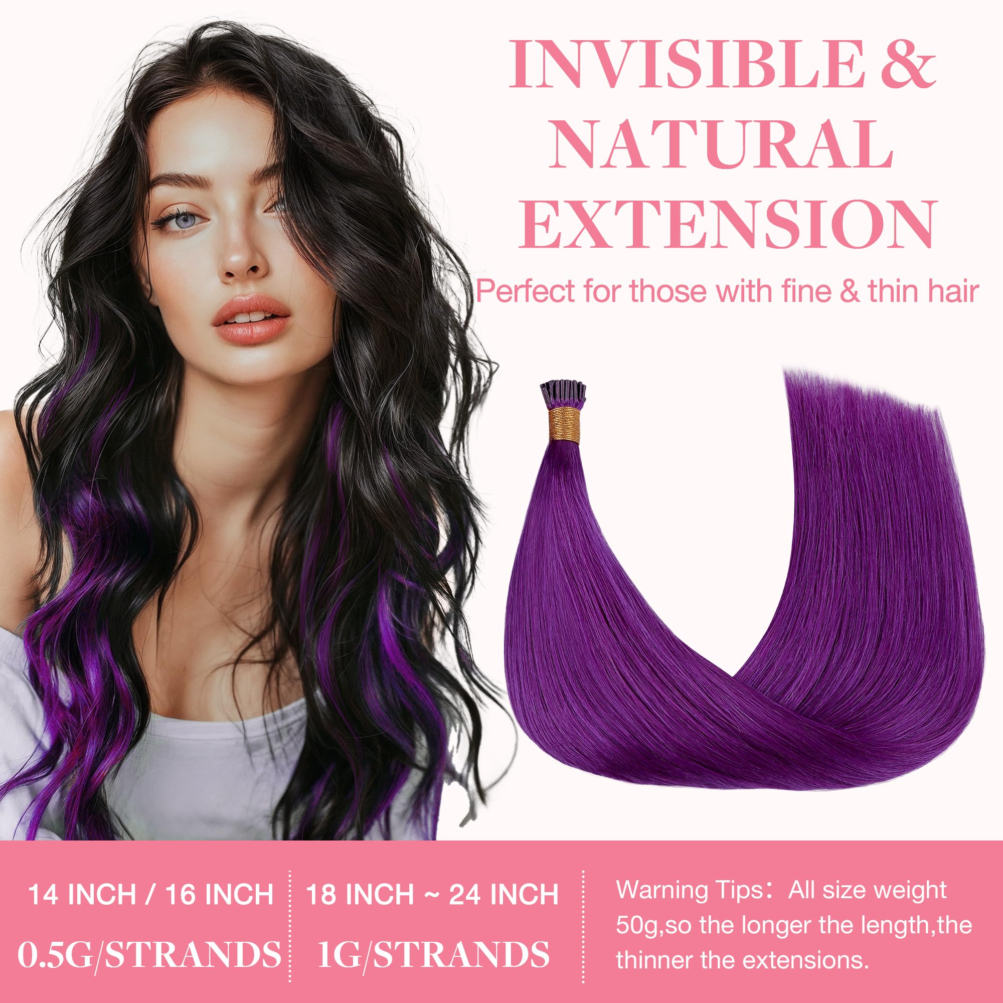Foto 4 pulgar | Extensiones De Cabello Goo Goo Colored I Tip 18 Pulgadas 50 G 50s Purple - Venta Internacional.