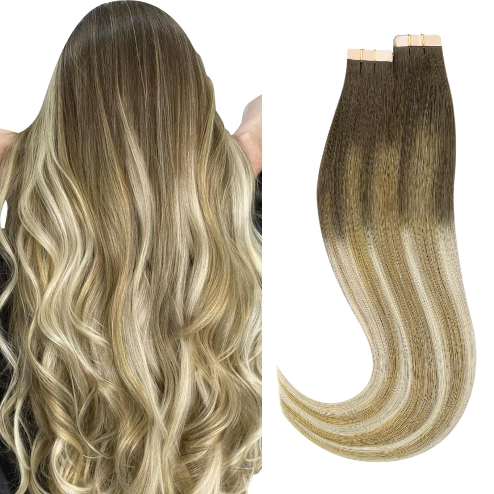 Foto 1 | Extensiones De Cabello Humano Remy Con Cinta Adhesiva Hotbanana, 25 Cm, 40 Unidades, 60 G - Venta Internacional.